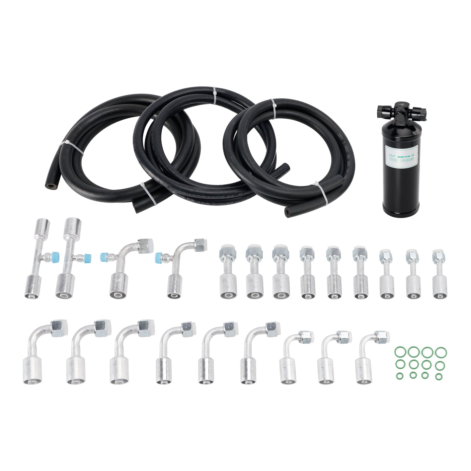 26PCS Air Conditioning Hose and Fitting Kit Includes 6.5 ft #6#8#10 AC Hoses