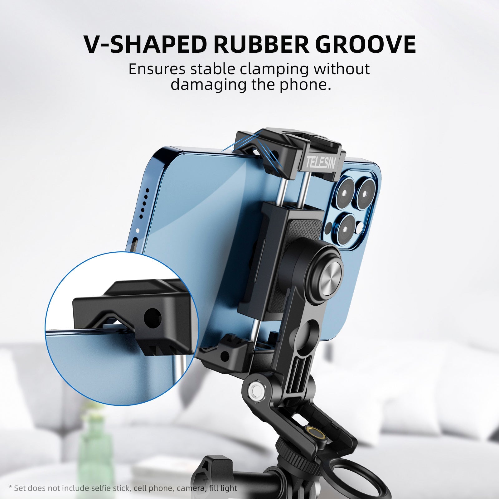 Phone Holder 360Degree Rotating Expandable Fill Light Mobile Phone Desktop Stand