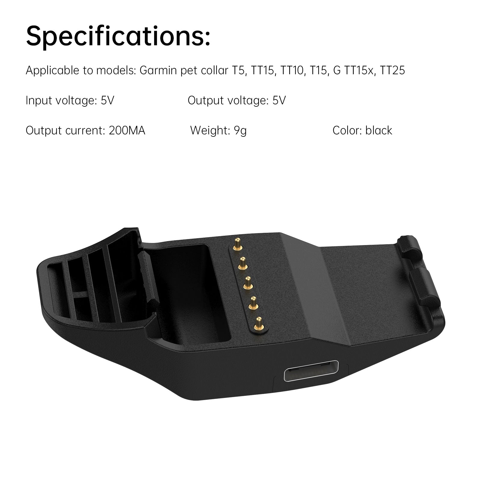 Charging Base Charger Cable For Garmin Pet Collar T5/TT15/TT10/T15 G TT15x TT25