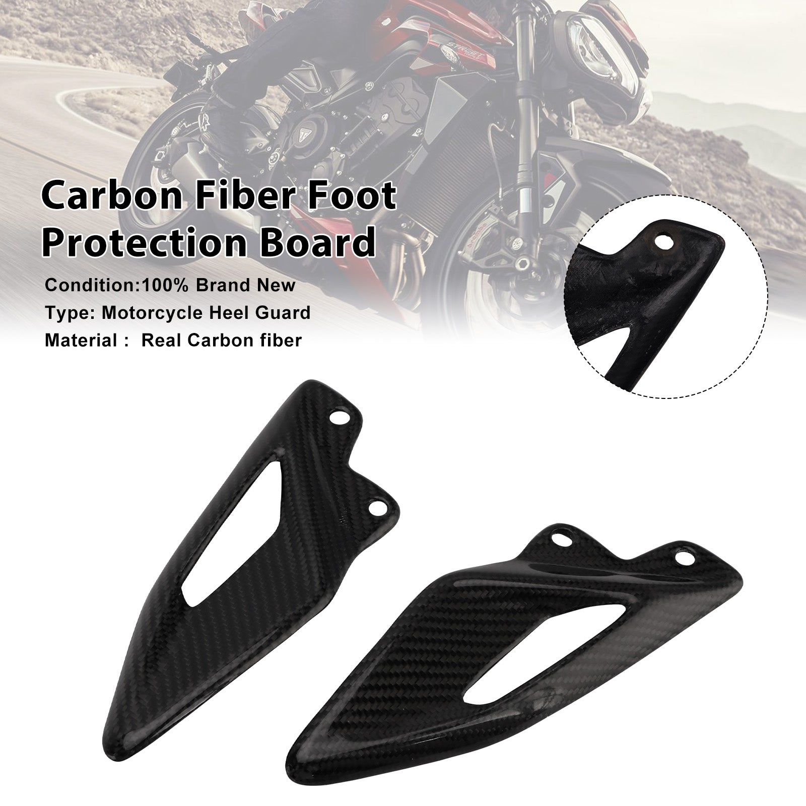 Real Carbon Fiber Foot Protection Board For Street Triple 765 RS 2016-2022