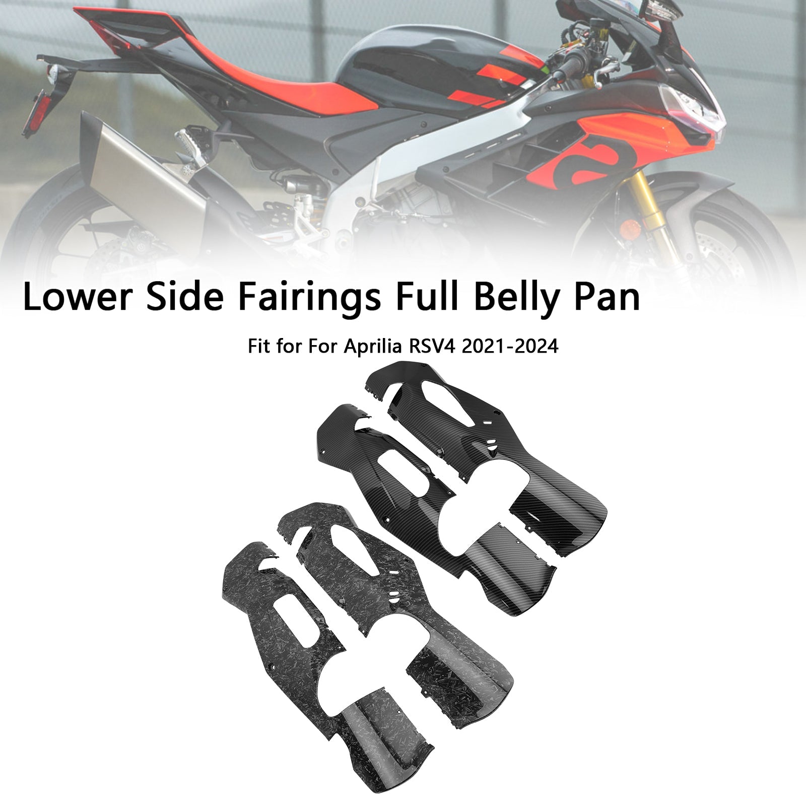 2021-2024 Aprilia RSV4 Lower Side Fairings Full Belly Pan Plate Cover
