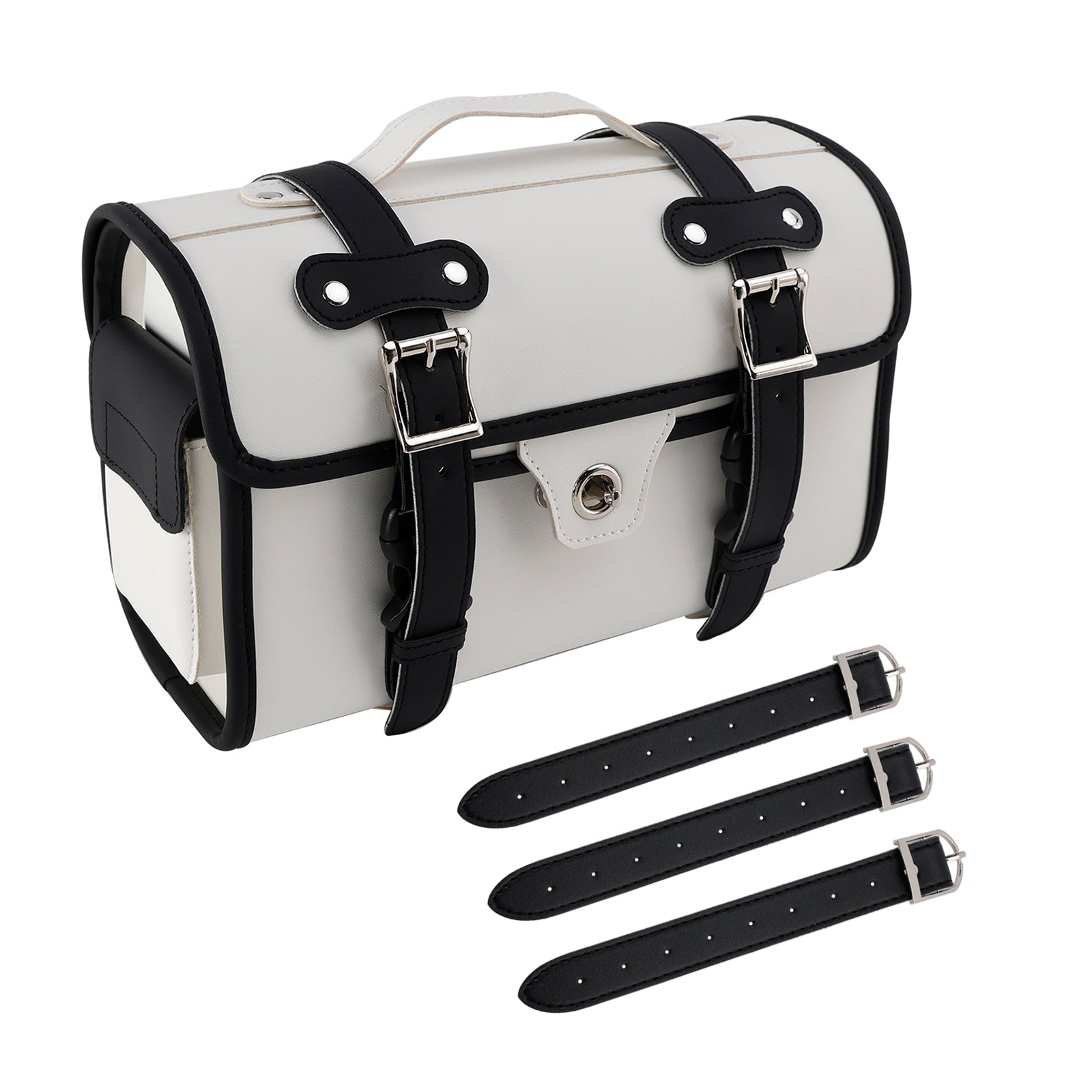Universal Saddlebag Side Storage Bag Pannier Luggage Pu For Motorcycle Black