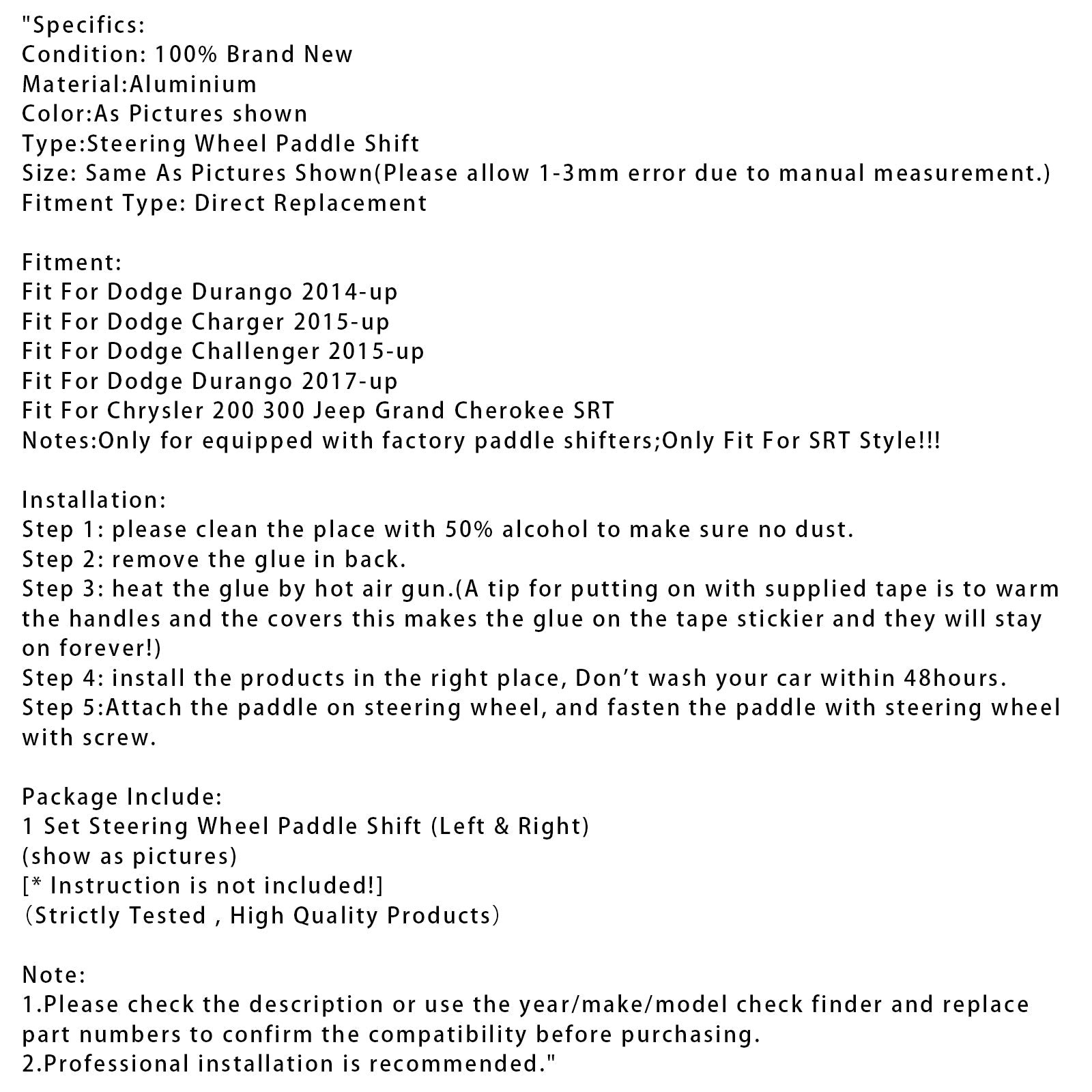 Paddle Shifter Extension For Challenger Charger Durango SRT Aluminium