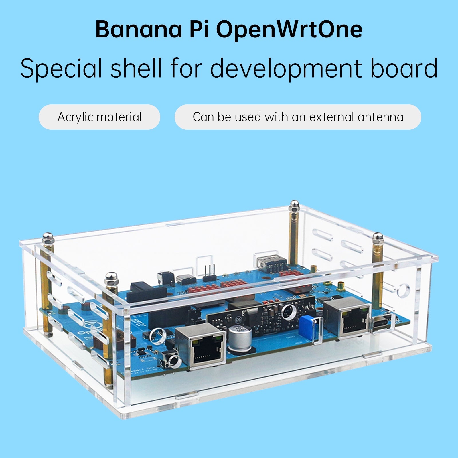 BananaPi Openwrtone Shell Acrylic Transparent Protective Shell External Antenna