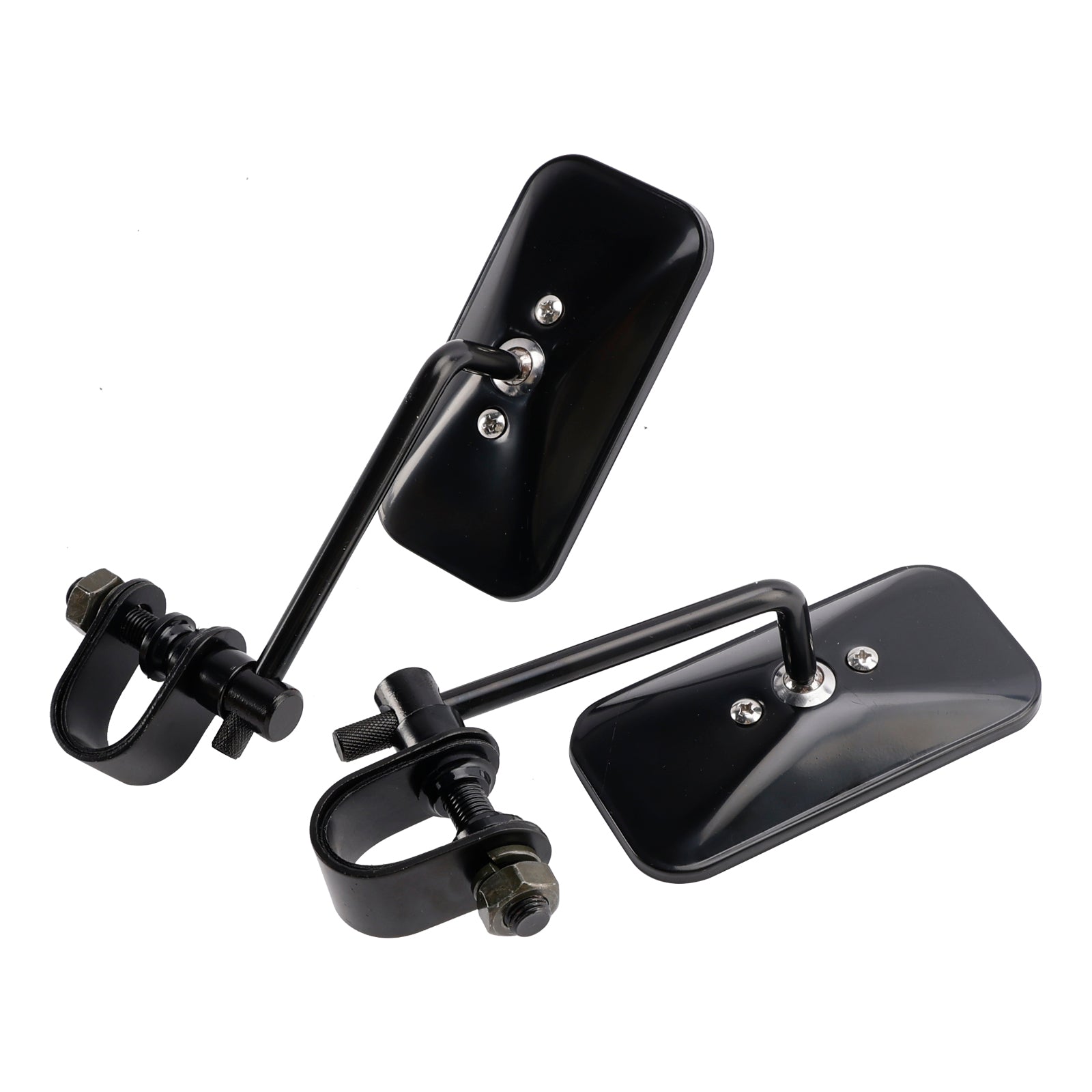 Old School Style Rectangular Clamp-On Motorcycle Mirrors Black Brattstyle