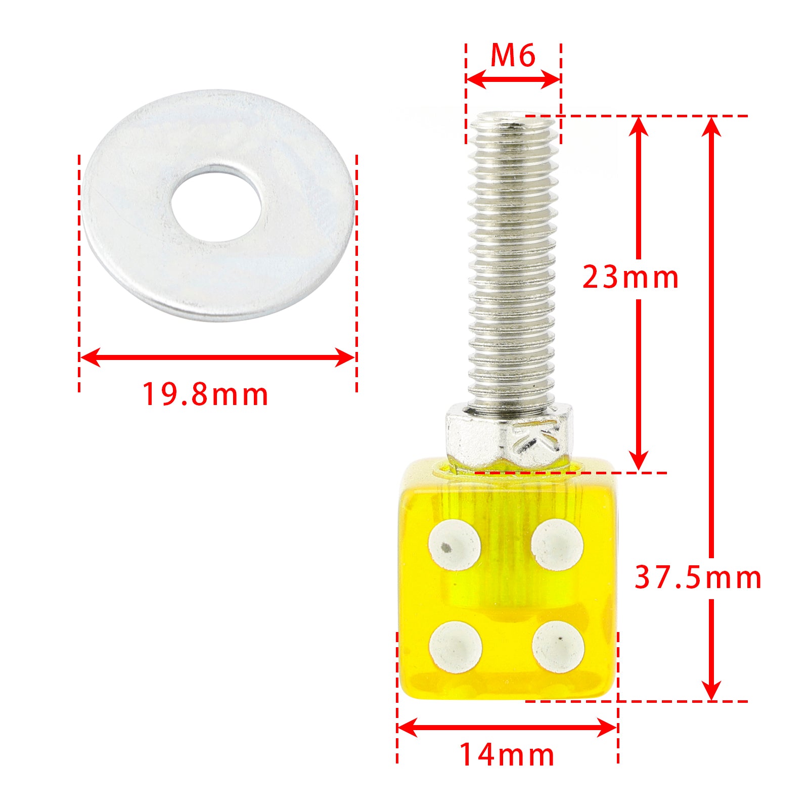 4x Custom DICE License Plate Bolt Screw Yellow Plastic Motorcycle Chopper Bobber