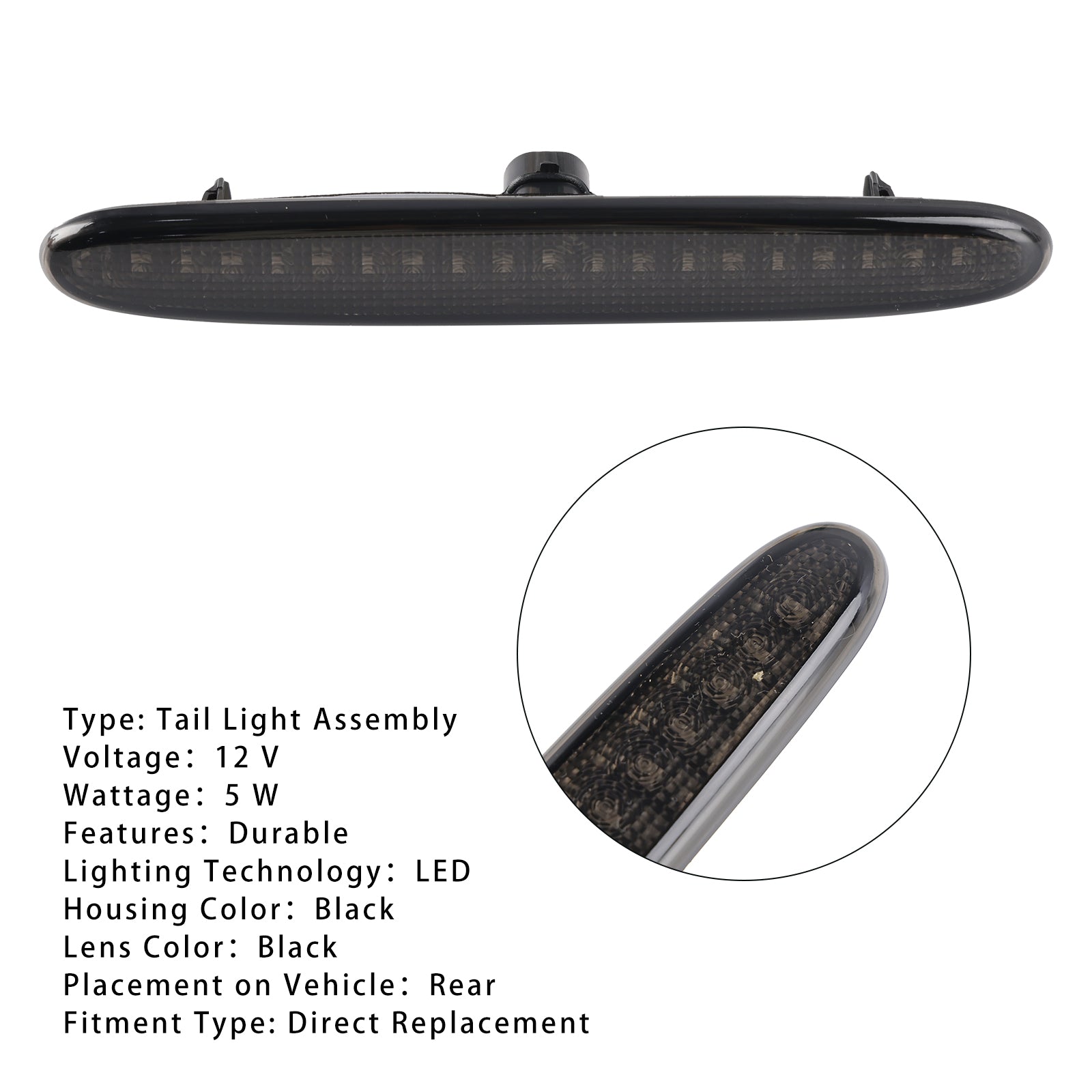 2006-2009 Pontiac Solstice GXP LED 3rd Third Brake Stop Light Lamp 28K Black