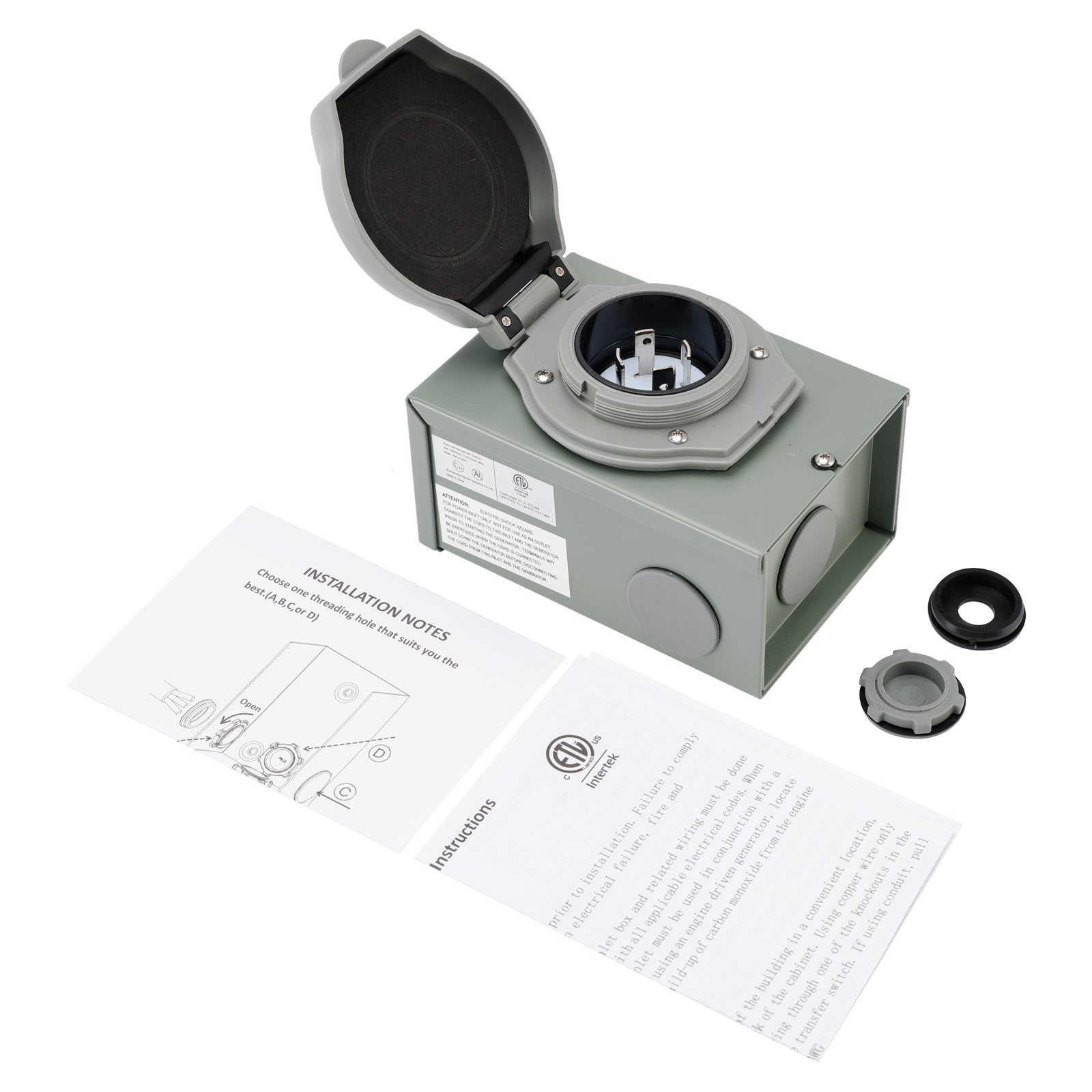 30Amp RV Generator Inlet Box NEMA SS2-50P Power Inlet Box 125/250V