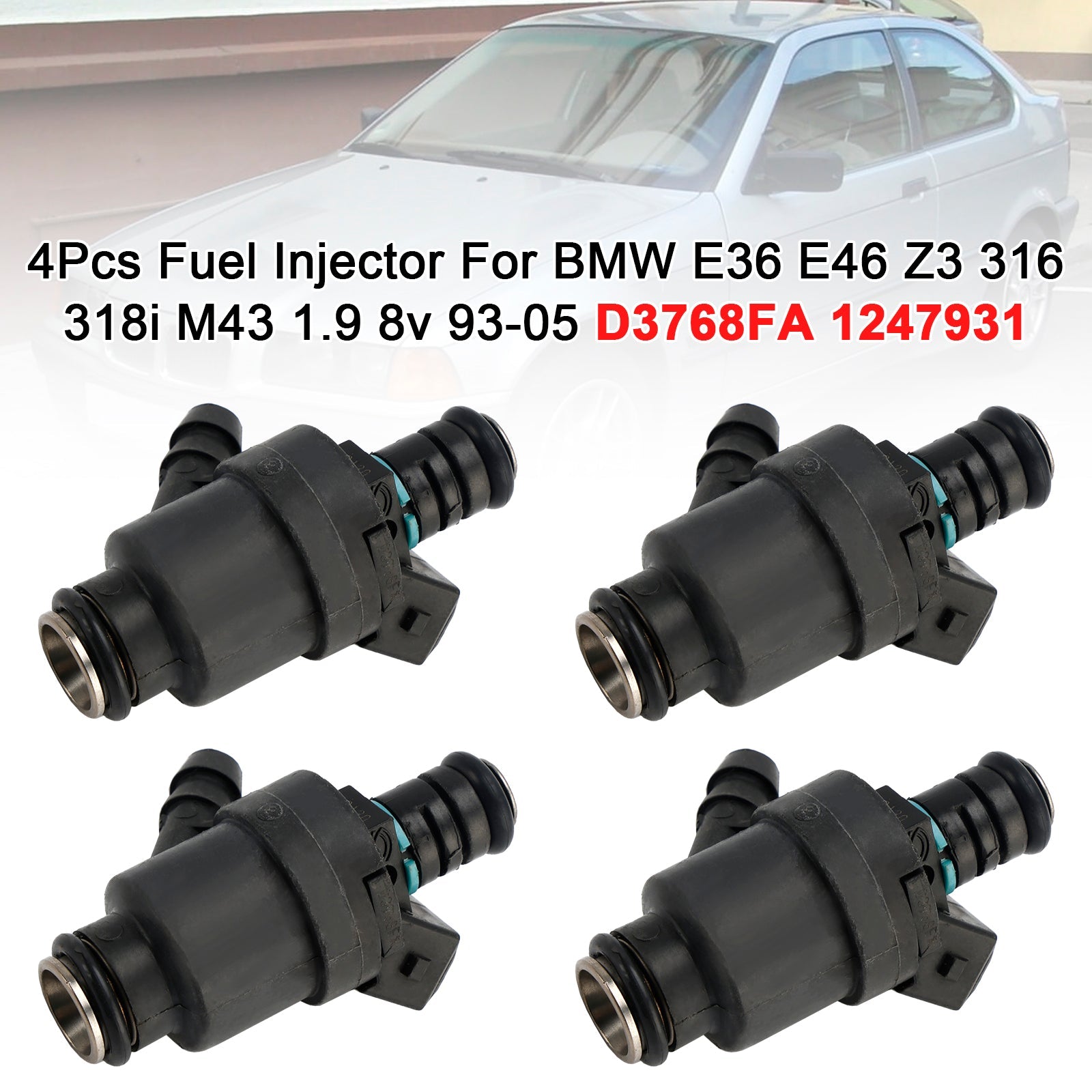 1993-2005 BMW E36 E46 Z3 316 318i M43 1.9 8v 4Pcs Fuel Injector D3768FA 1247931