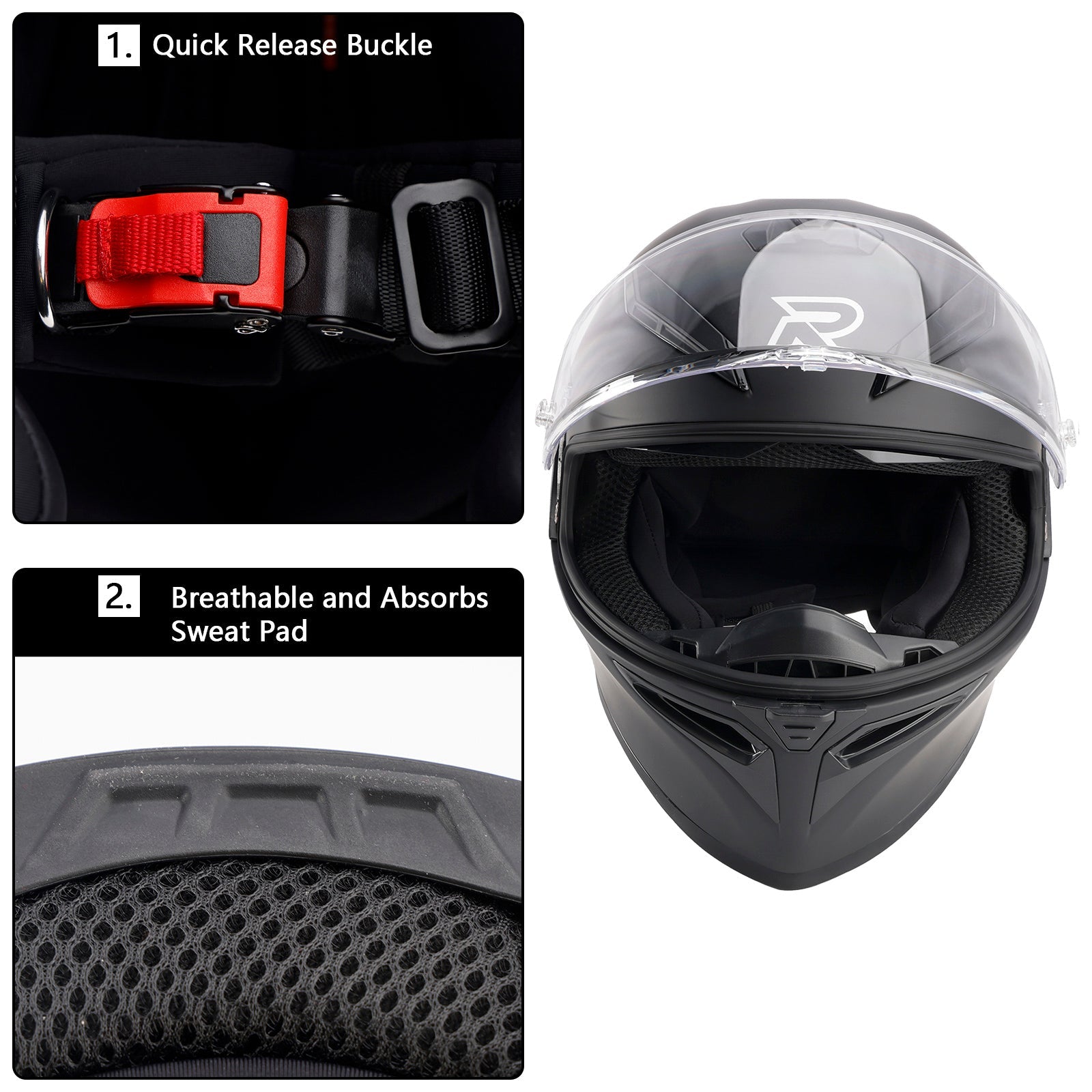 DOT Motorcycle Helmet Adult Street Full Face Orange Matte black