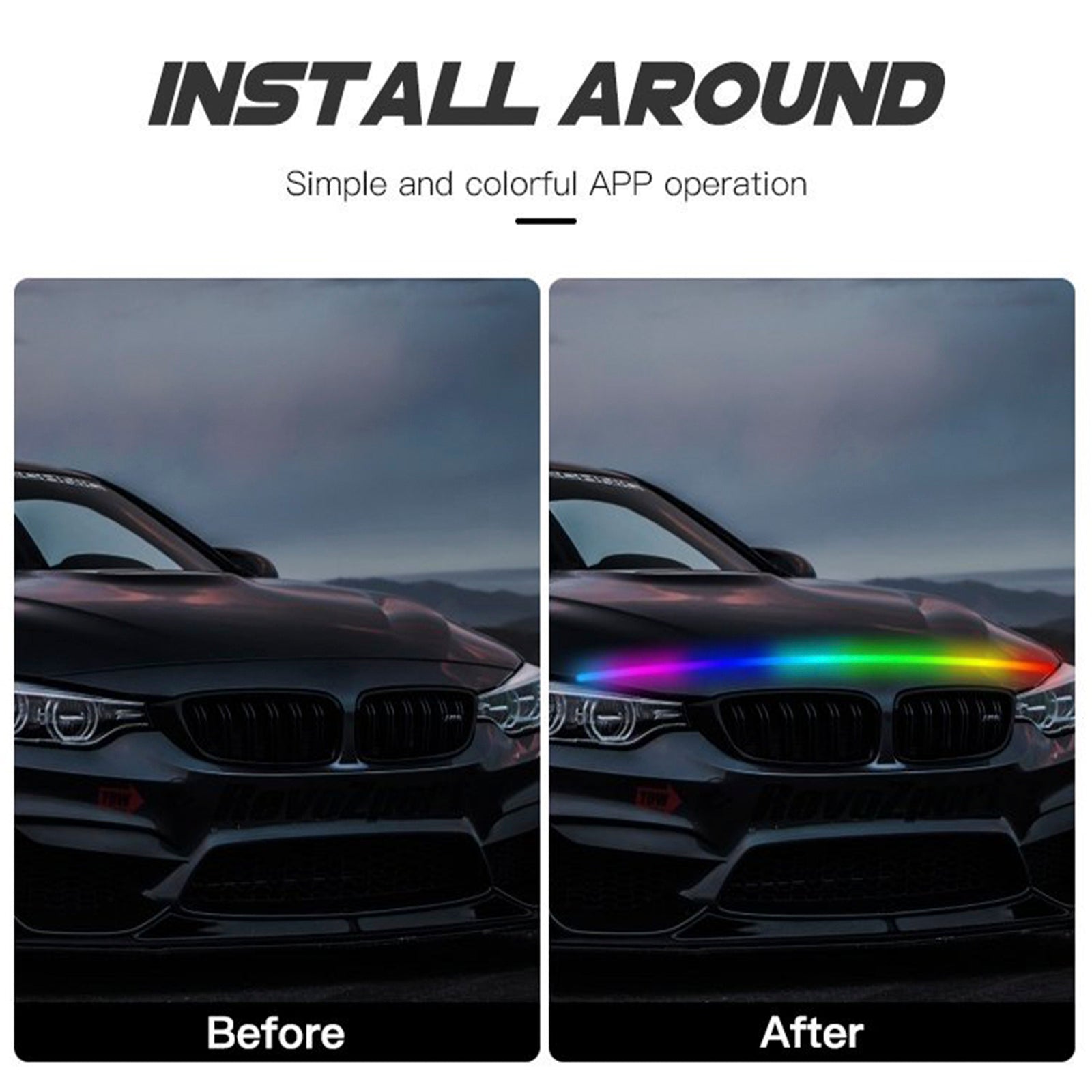 Car Hood LED Daytime Running Light Strip Flexible Dynamic Scan Start Up