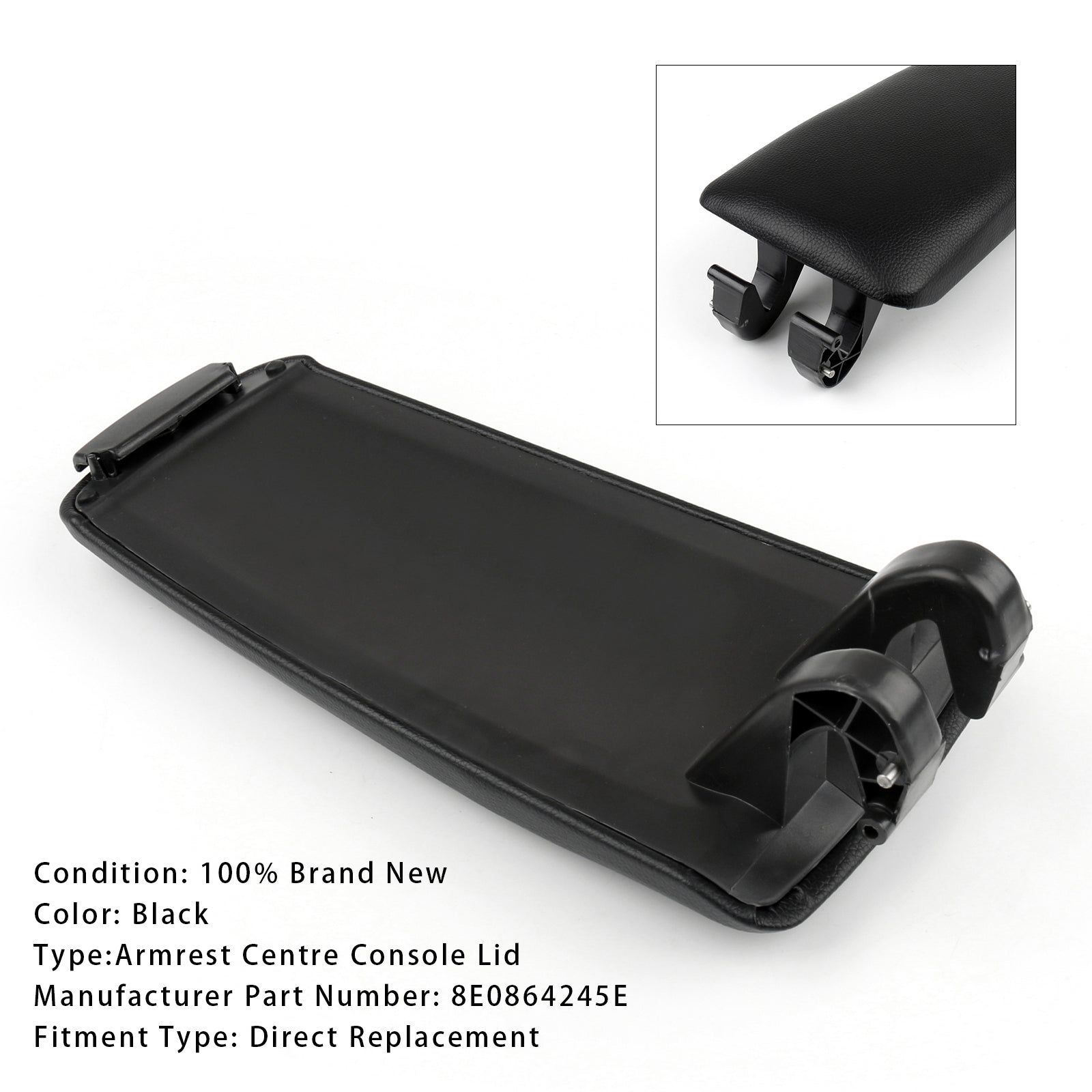 2001-2008 Audi A4 B6 B7 Black Leather Armrest Centre Console Lid 8E0864245E