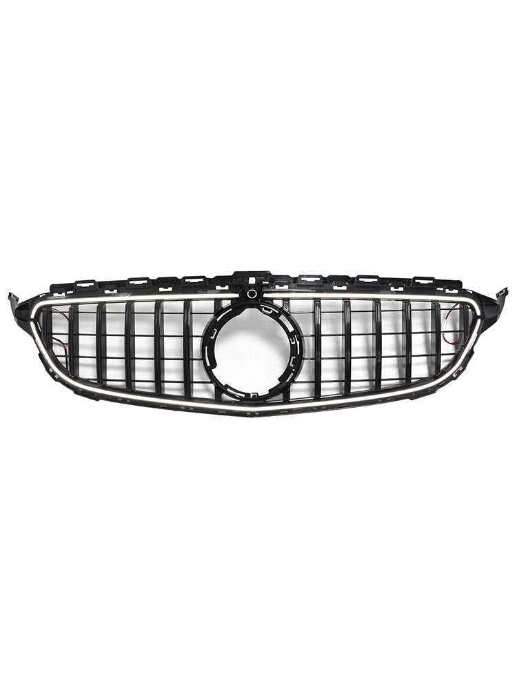 Black Front Bumper Grill Grille Fit Mercedes W205 C250 C300 2015-2021 W/LED