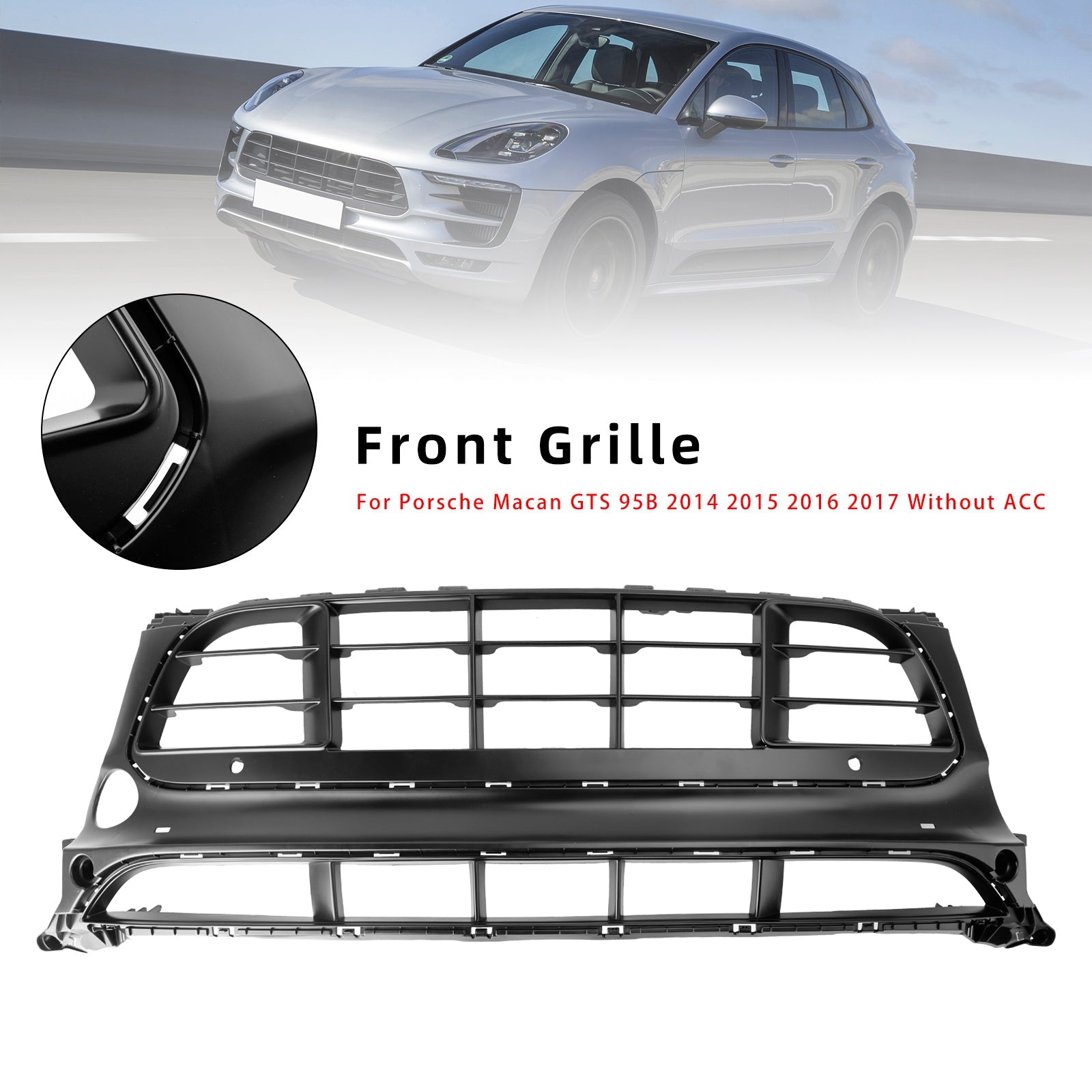 Front Bumper Grill Grille 95B807683-AG-0K1 Fit Porsche Macan GTS 2014-2017
