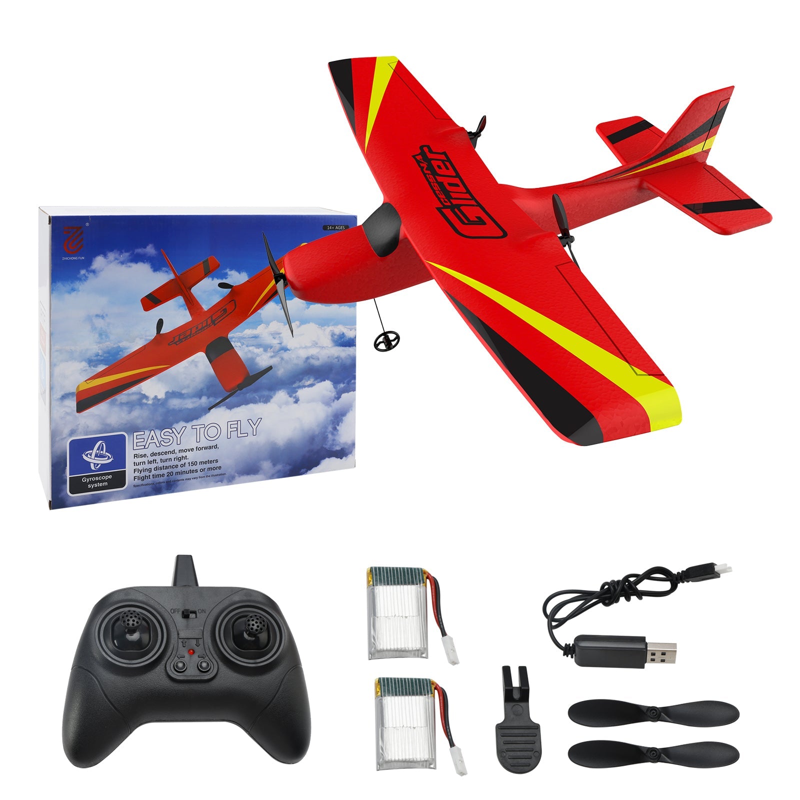 Z50 2 Channels Indoor Airplane Aircraft Remote Control Plane With 2Batteries
