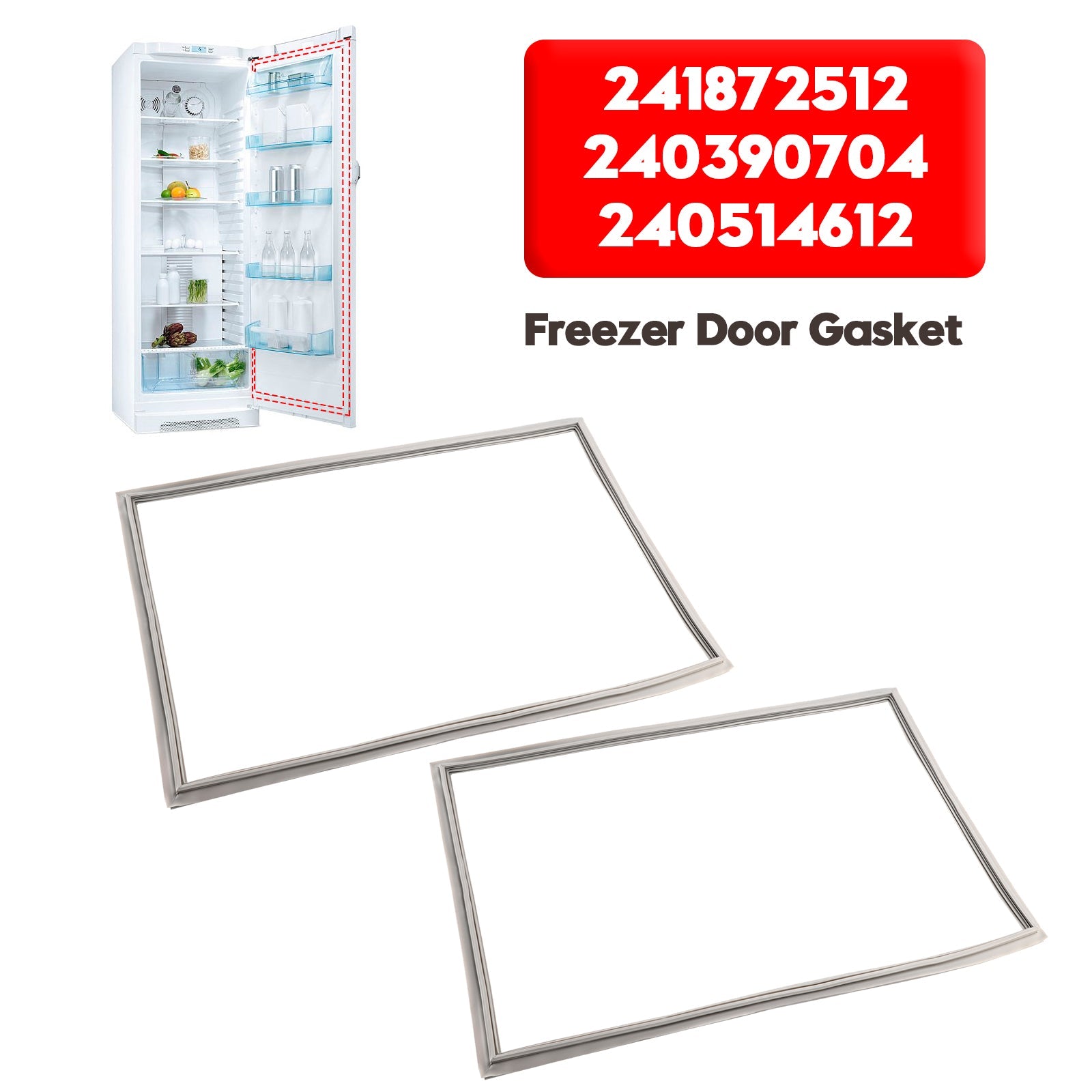 2 Pack 241872512 Freezer Door Gasket for Electrolux 240390704 240514612 1379488