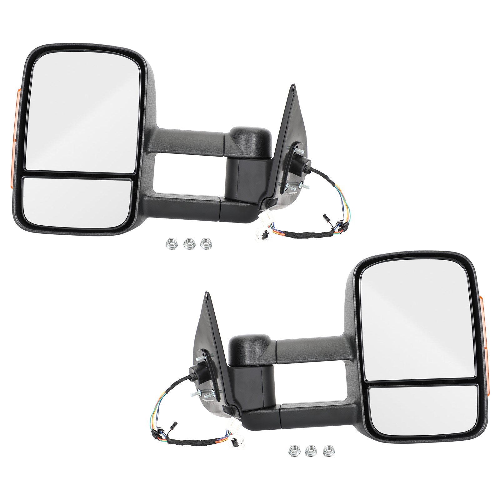 Pair of Electric Extendable Towing Mirrors for Mitsubishi Triton 2015+ Black
