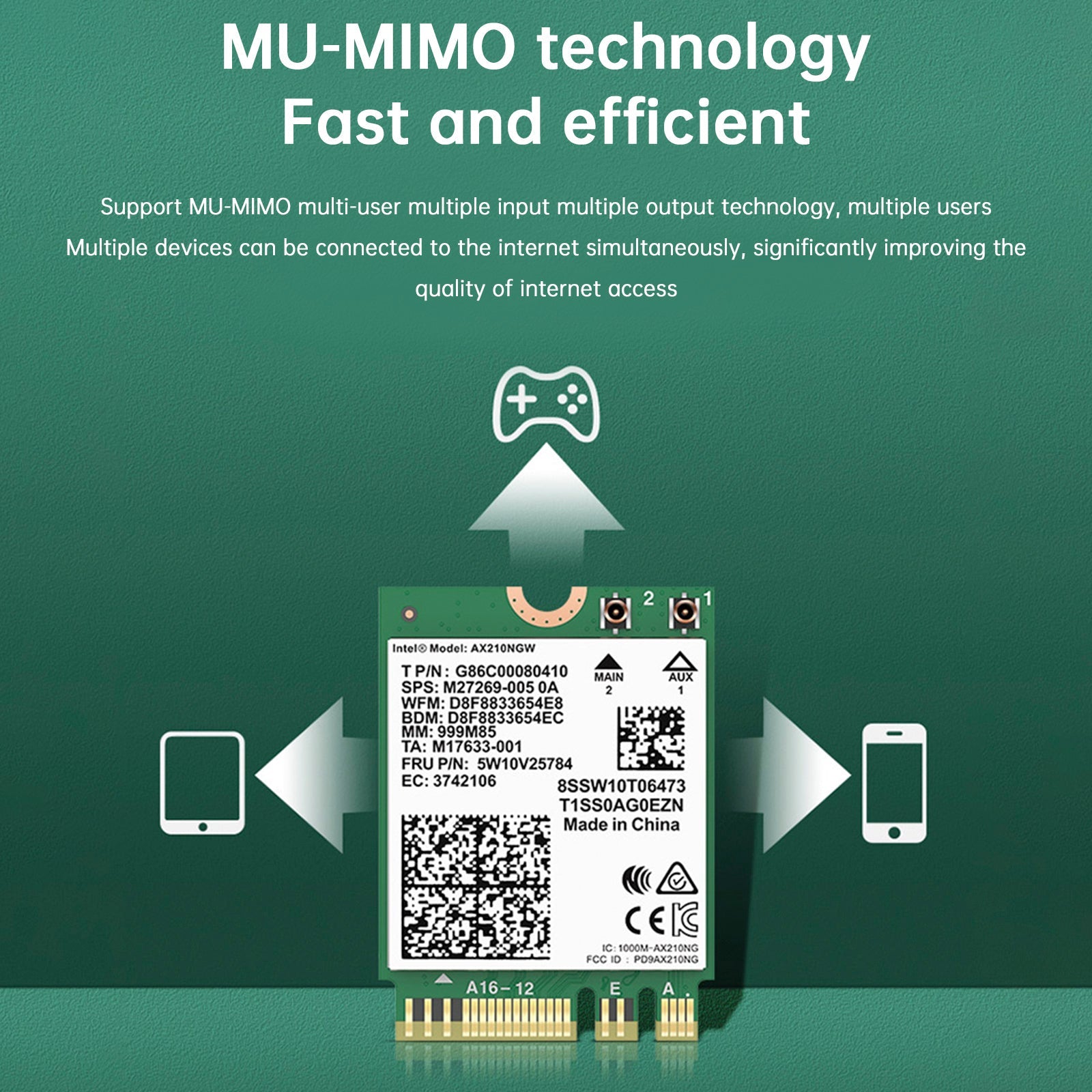 AX210 모듈 Bluetooth 5374Mbps 고속 기가비트 네트워크 카드는 WIFI6을 지원합니다.