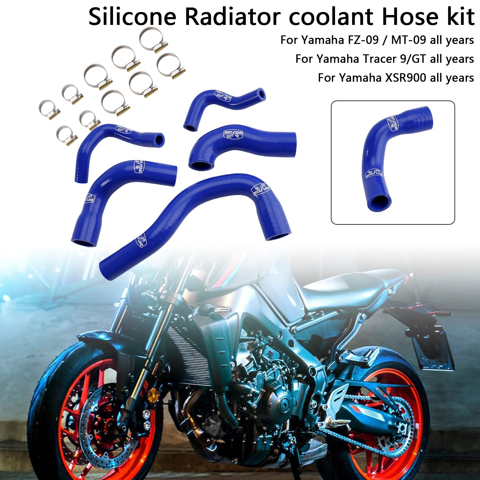 Silicone Radiator coolant Hose For Yamaha MT-09 XSR900 Tracer 9/GT all years