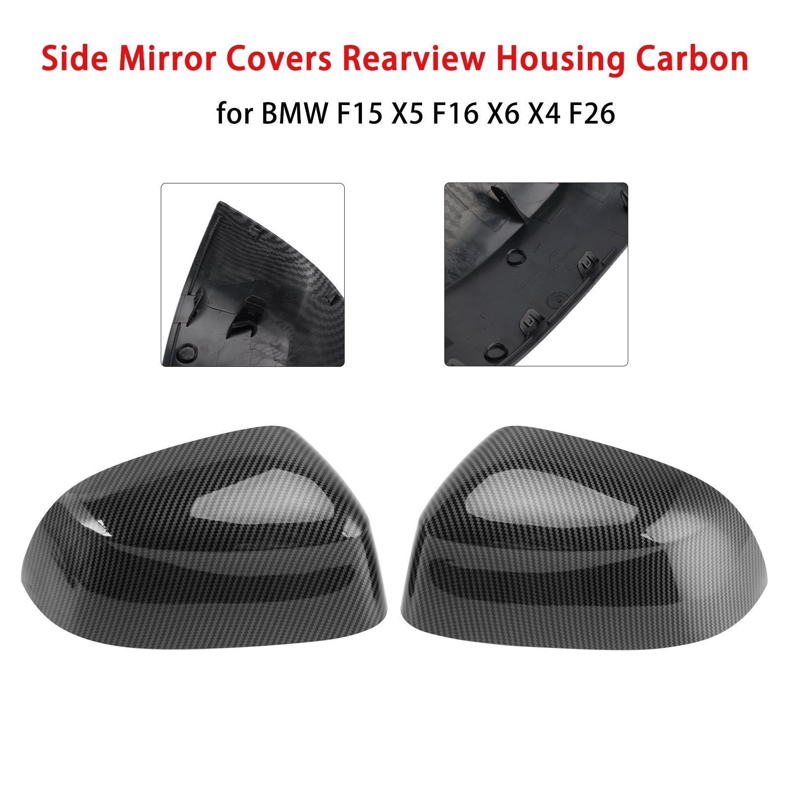 Side Mirror Covers Rearview Housing Carbon for BMW F15 X5 F16 X6 X4 F26