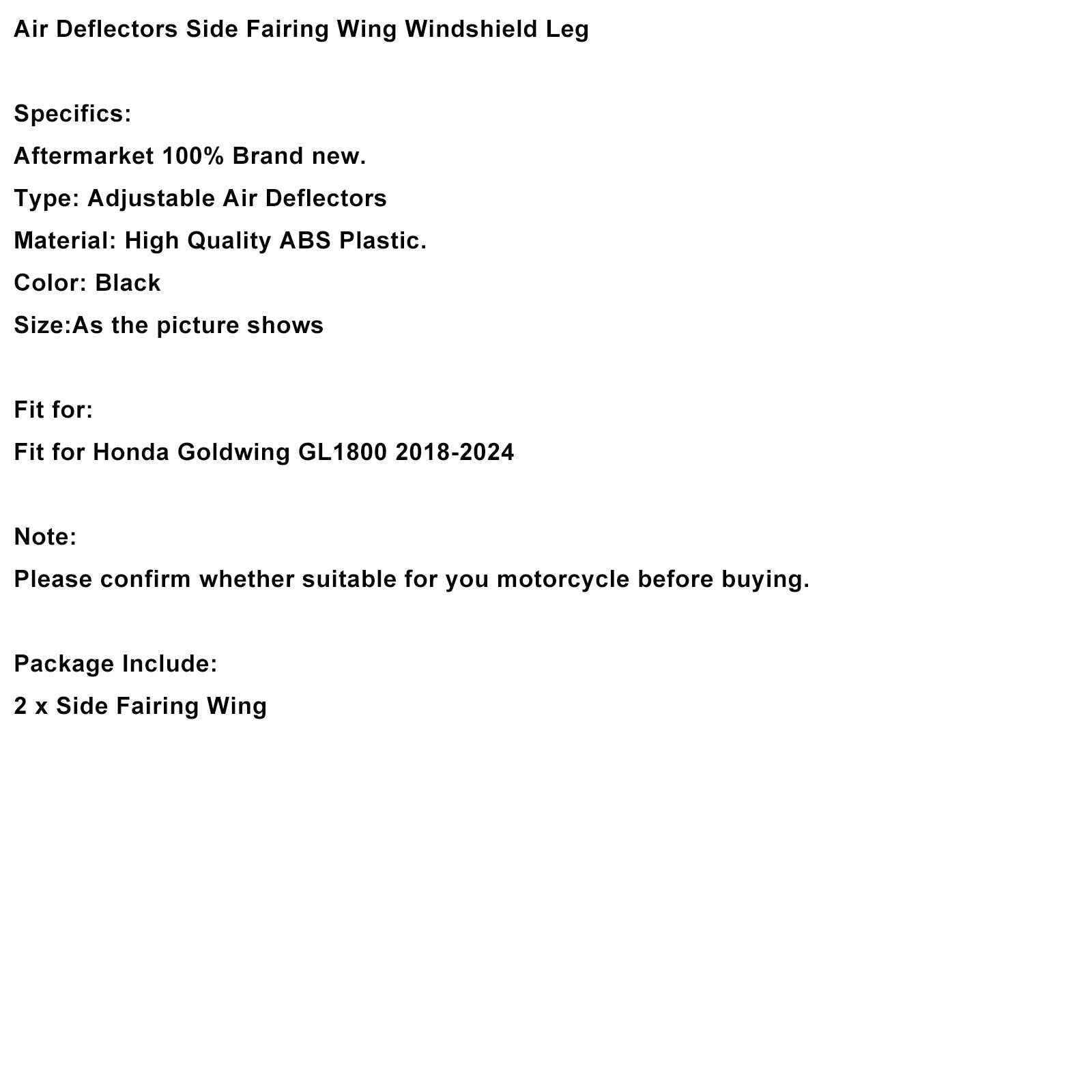 2018-2024 Honda Goldwing GL1800 Air Deflectors Side Fairing Wing Windshield Leg
