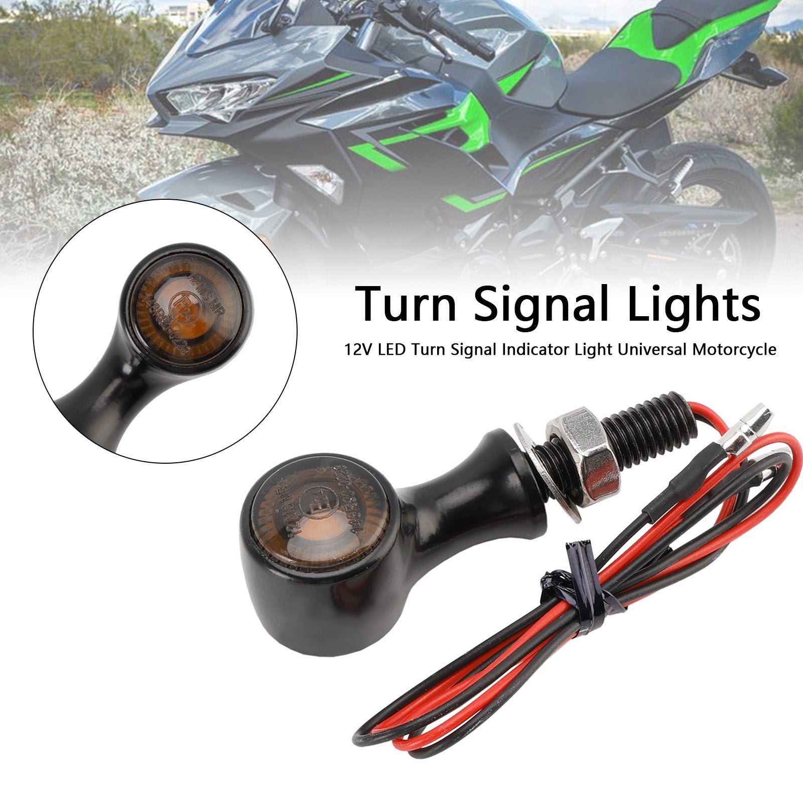 12V LED Turn Signal Indicator Light 8mm Universal Motorcycle For Suzuki