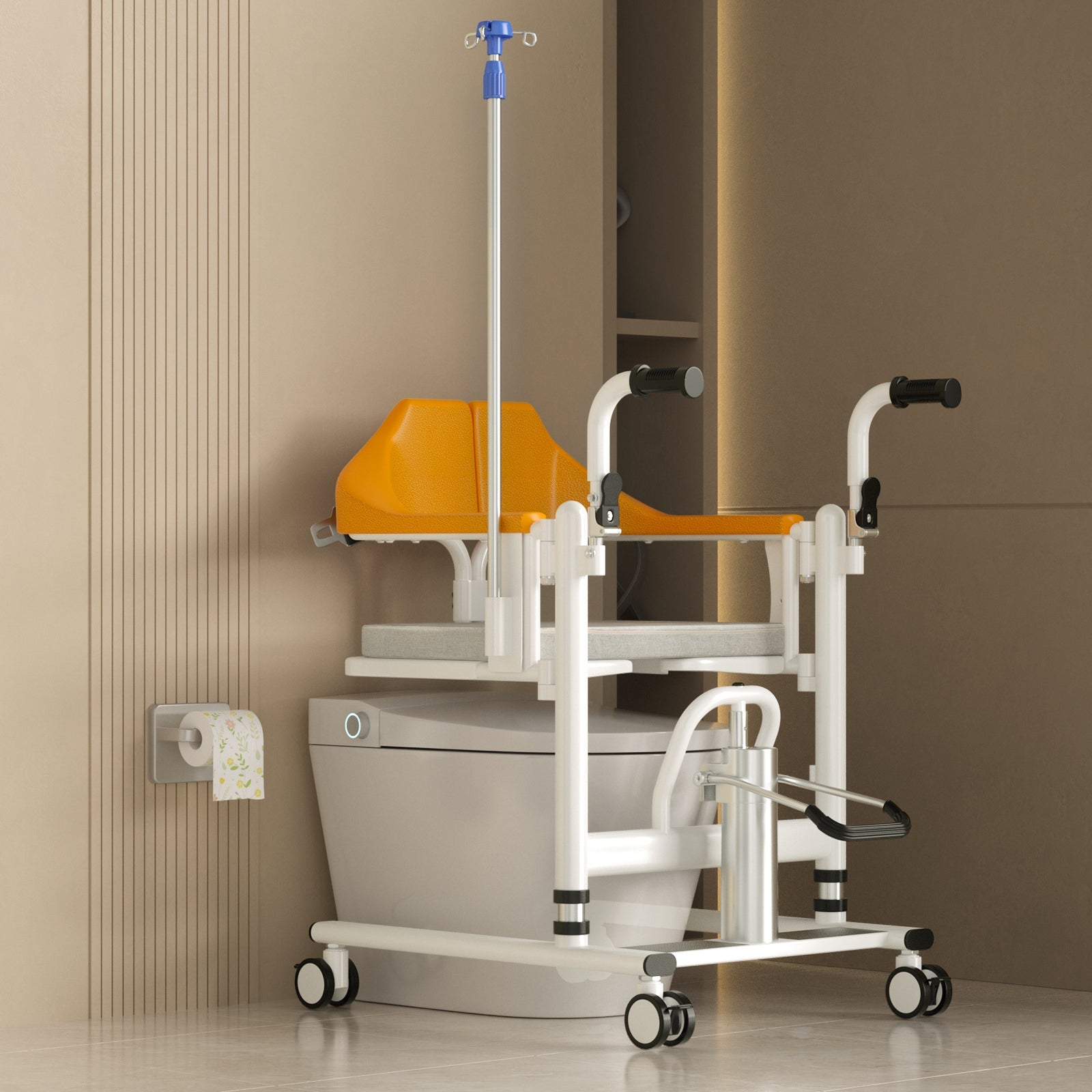 Widen Patient Chair Hydraulic Transferred Lift Wheelchair 180 degrees Split Seat