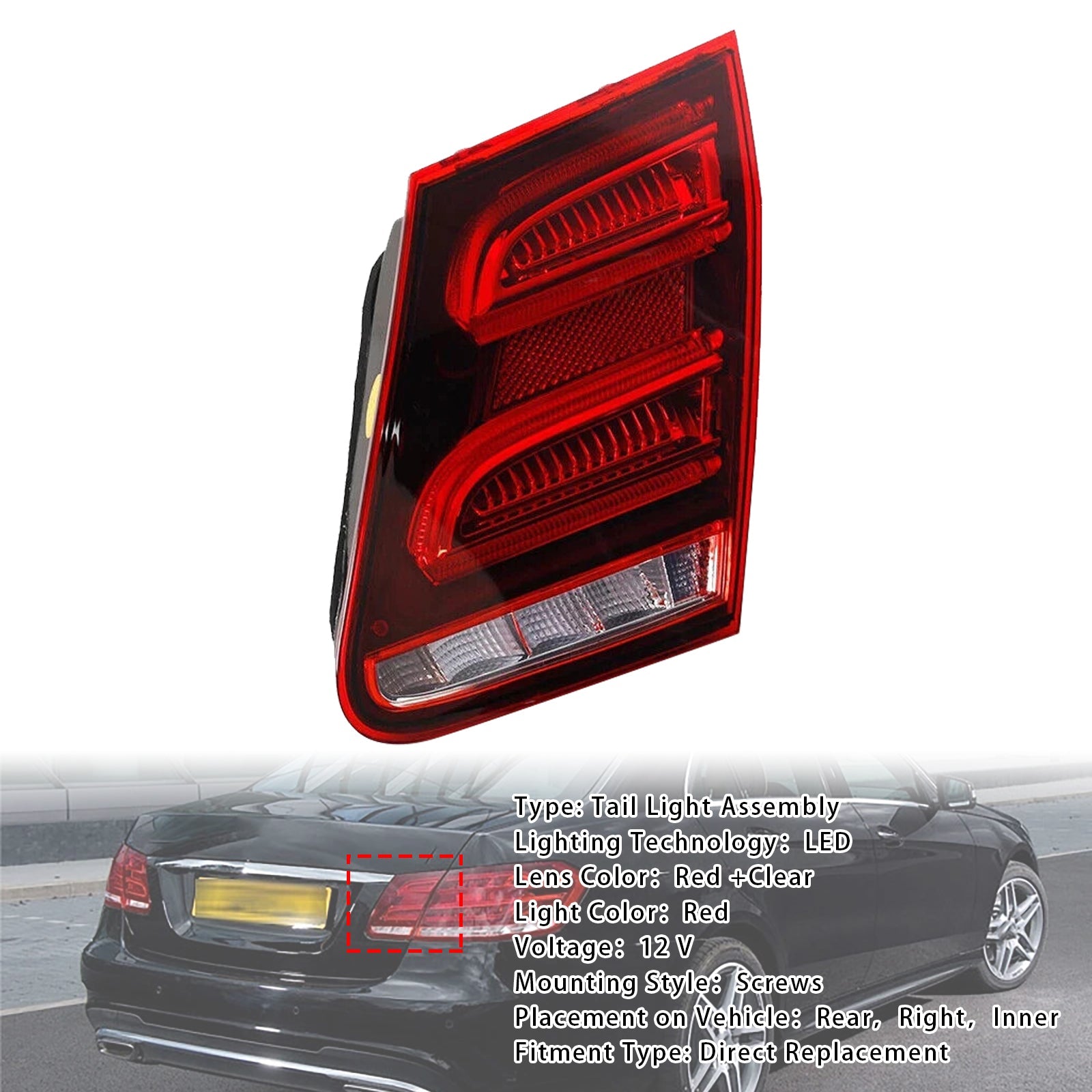 2014 Mercedes-Benz E250/E350/E400/E550/E63 AMG/E63 AMG S Right LED Inner Rear Tail Light Brake Lamp 2129060403 2129062857