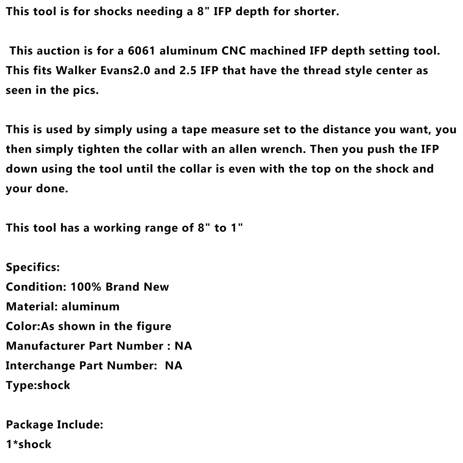 8" Adjustable IFP installation/Removal tool-Shock Depth setting For Walker Evans