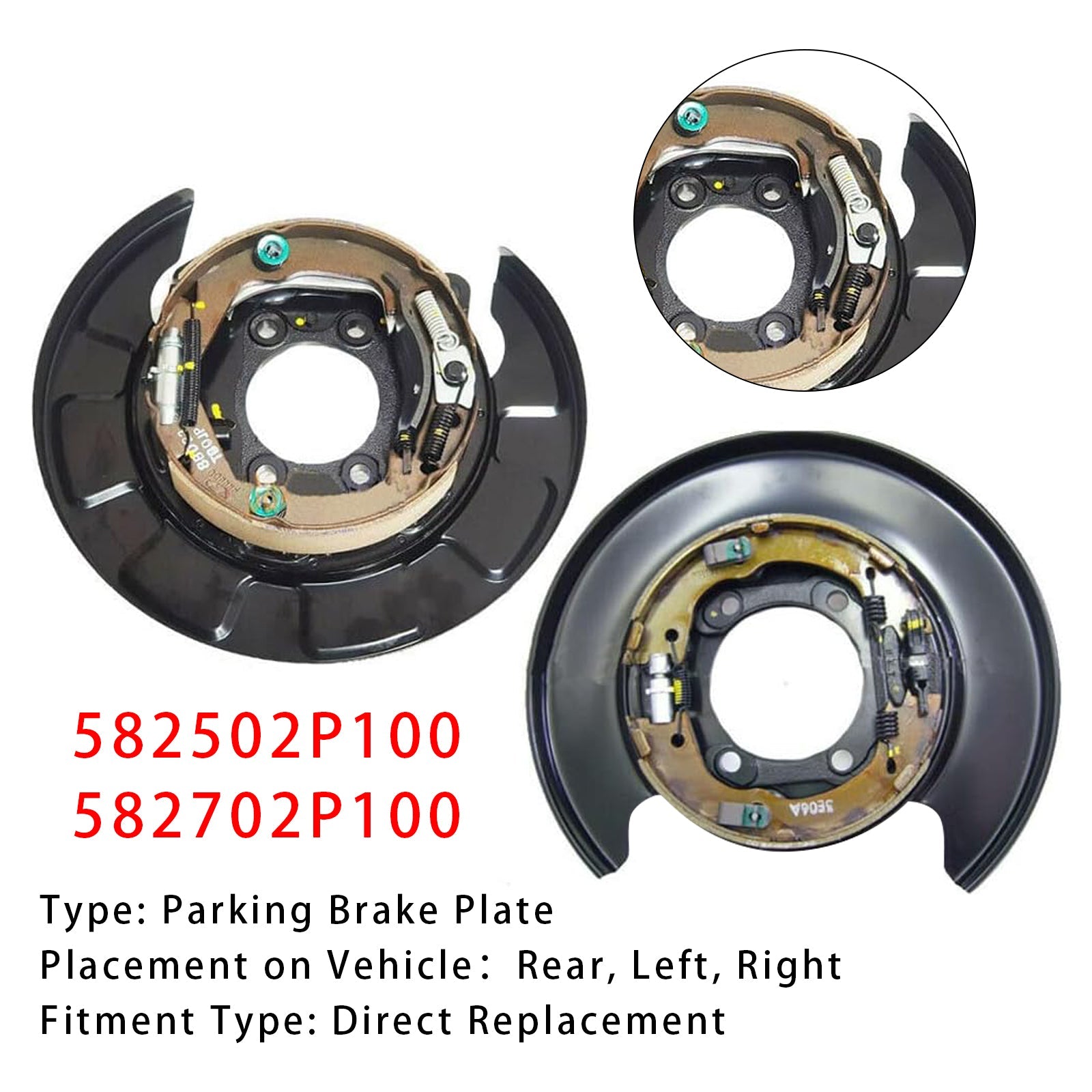 2010-2012 Hyundai Santa Fe Left+Right Rear Parking Brake Plate 582502P100+582702P100