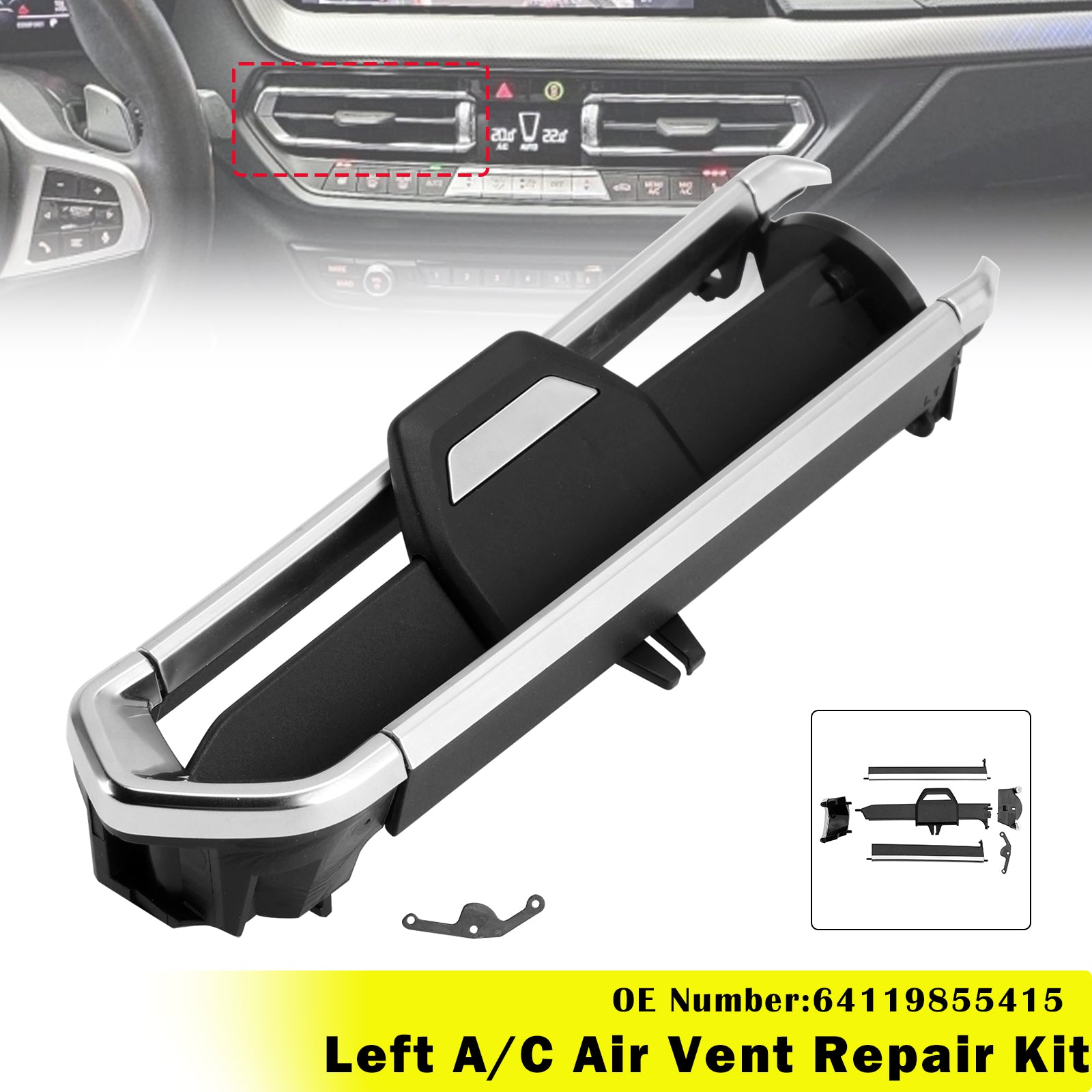 Left A/C Air Vent Repair Kit 64119855415 for BMW F40 F44 G20 G26 G01 G29