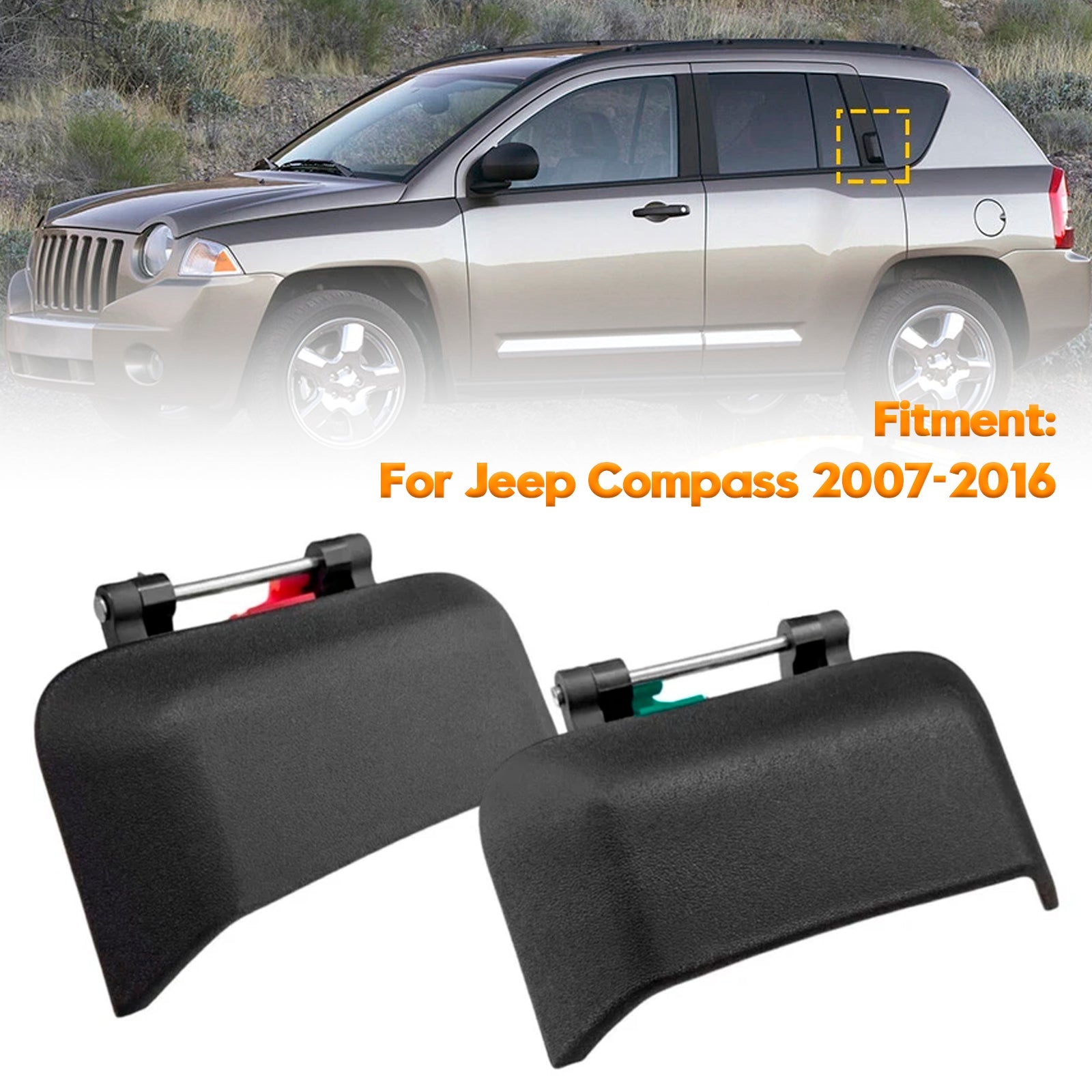 2007-2016 Jeep Compass 1Pair Car Rear Door Exterior Handle Black