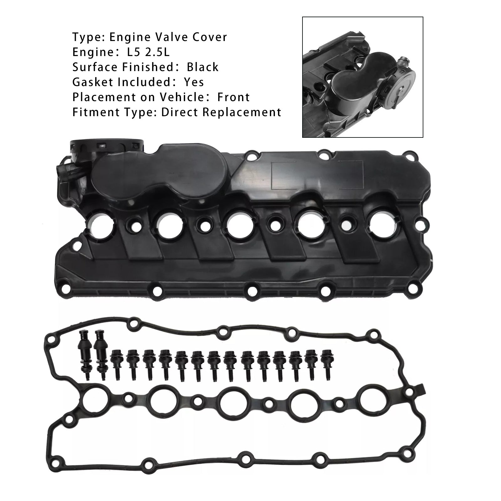 2006-2014 VW Beetle 2.5L Engine Valve Cover w/Gasket Bolts Cap 07K103469L 07K103469L