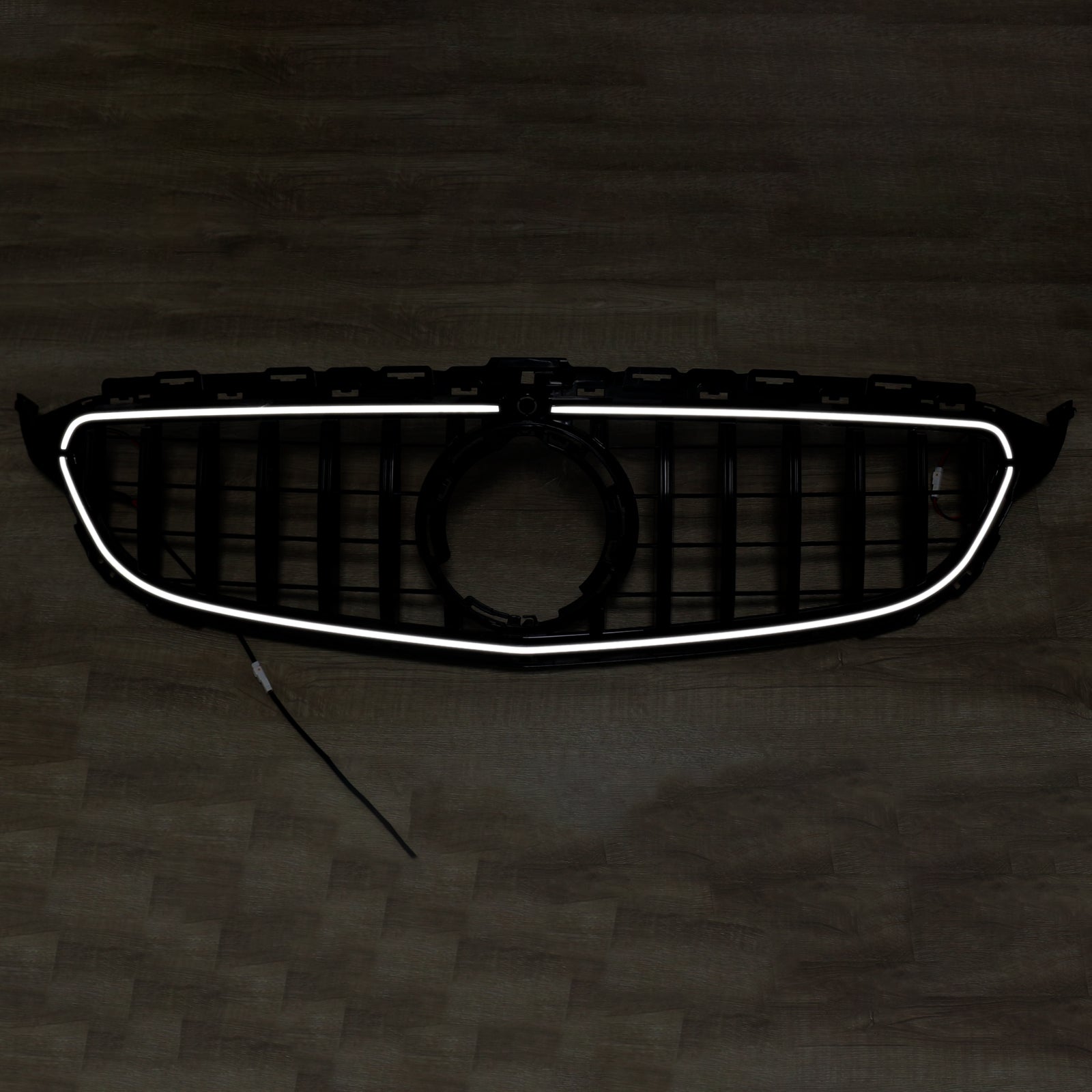 Black Front Bumper Grill Grille Fit Mercedes W205 C250 C300 2015-2021 W/LED