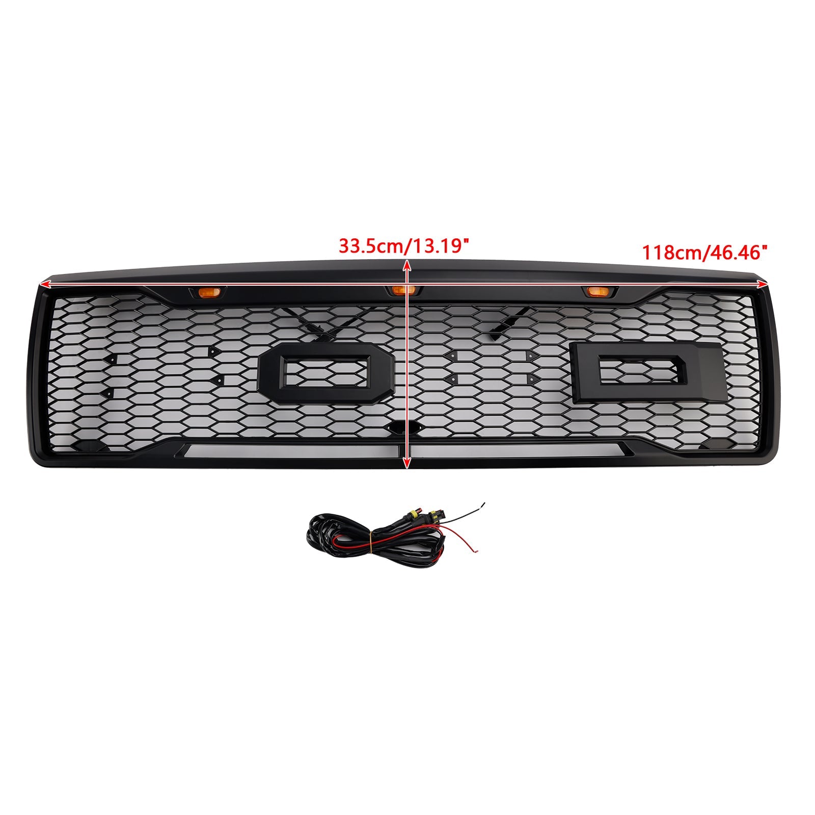 Matte Black Front Honeycomb Bumper Grille Grill Fit Ford F150 1992-1996 W/ Led