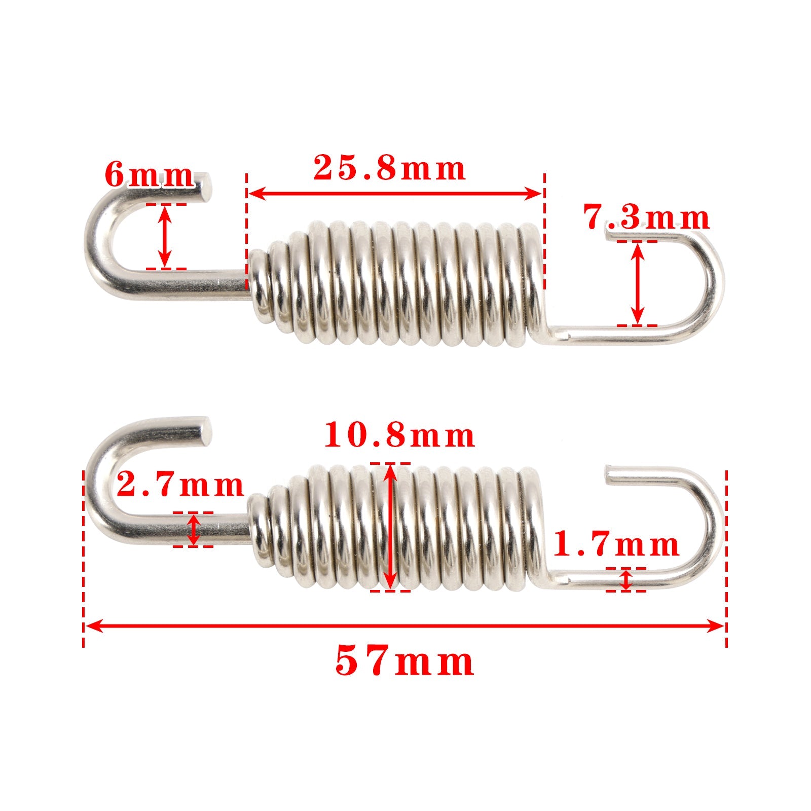 Motorcycle Dirt Bike Stainless Steel Swivel End Exhaust Springs X 10 - 57mm