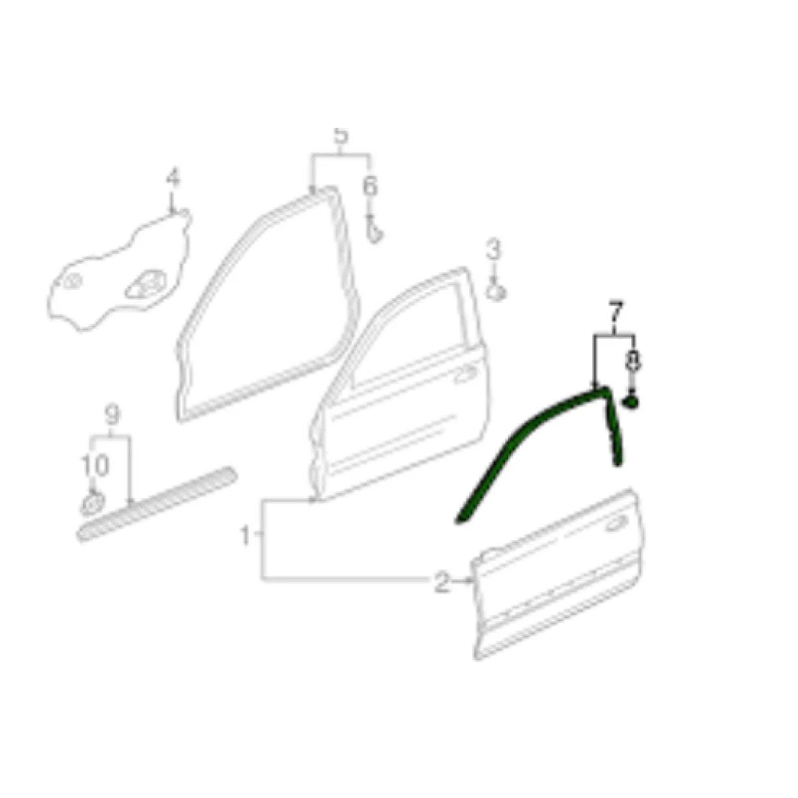 1996-2000 Honda 3D CIVIC EK9 EK2-3 EK4 Left+Right Door Sub Seal Set Rubber