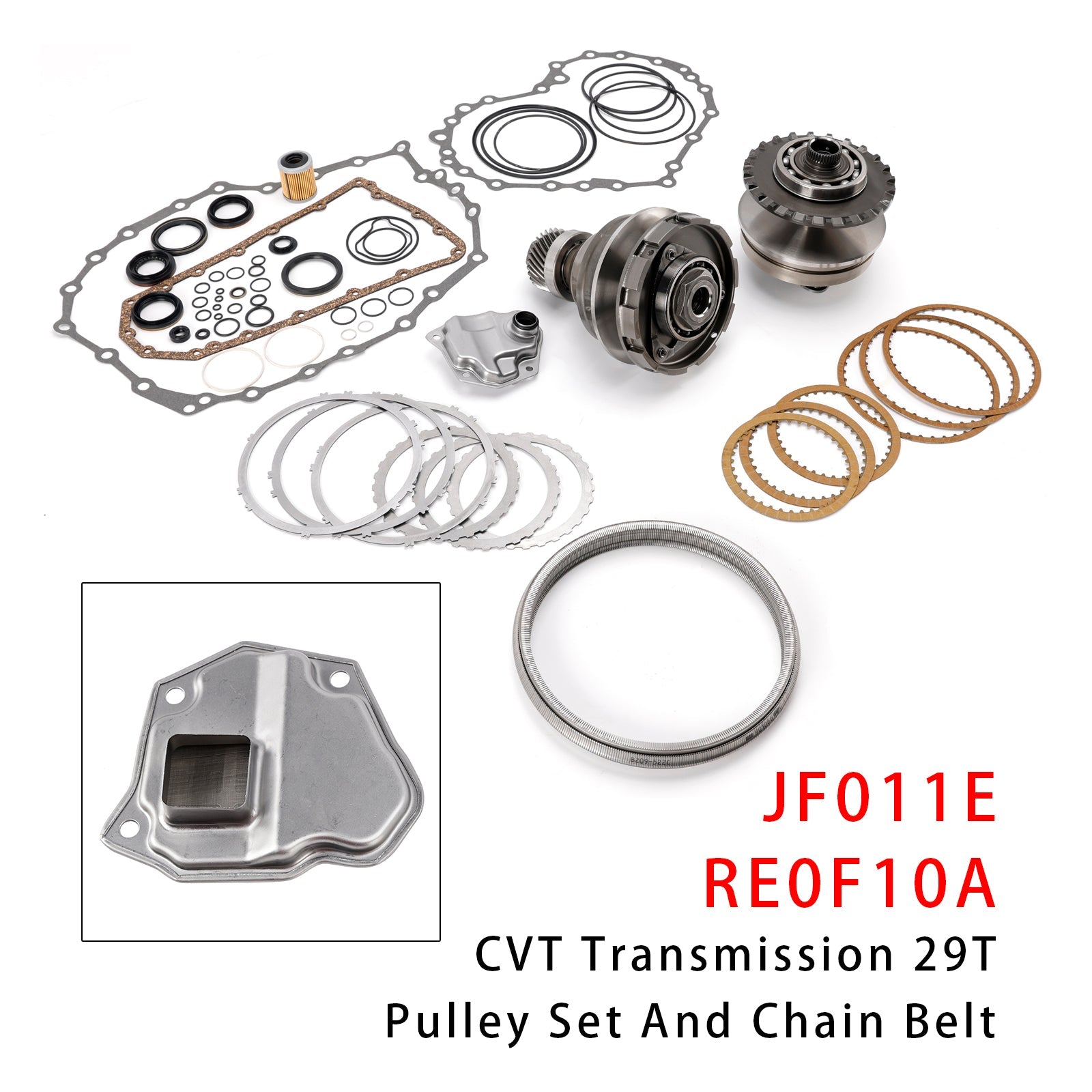2007-2012 For Caliber Transmission CVT Pulley 29T W/Belt+Chain �?Rebuild Kit JF011E RE0F10A
