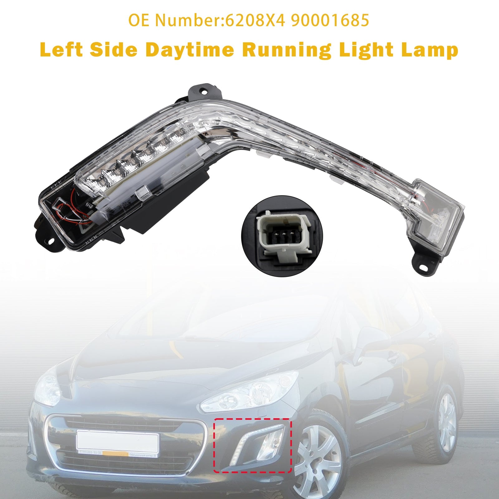 2011-2014 Peugeot 308 Hatchback Left Side Daytime Running Light Lamp 6208X4 90001685