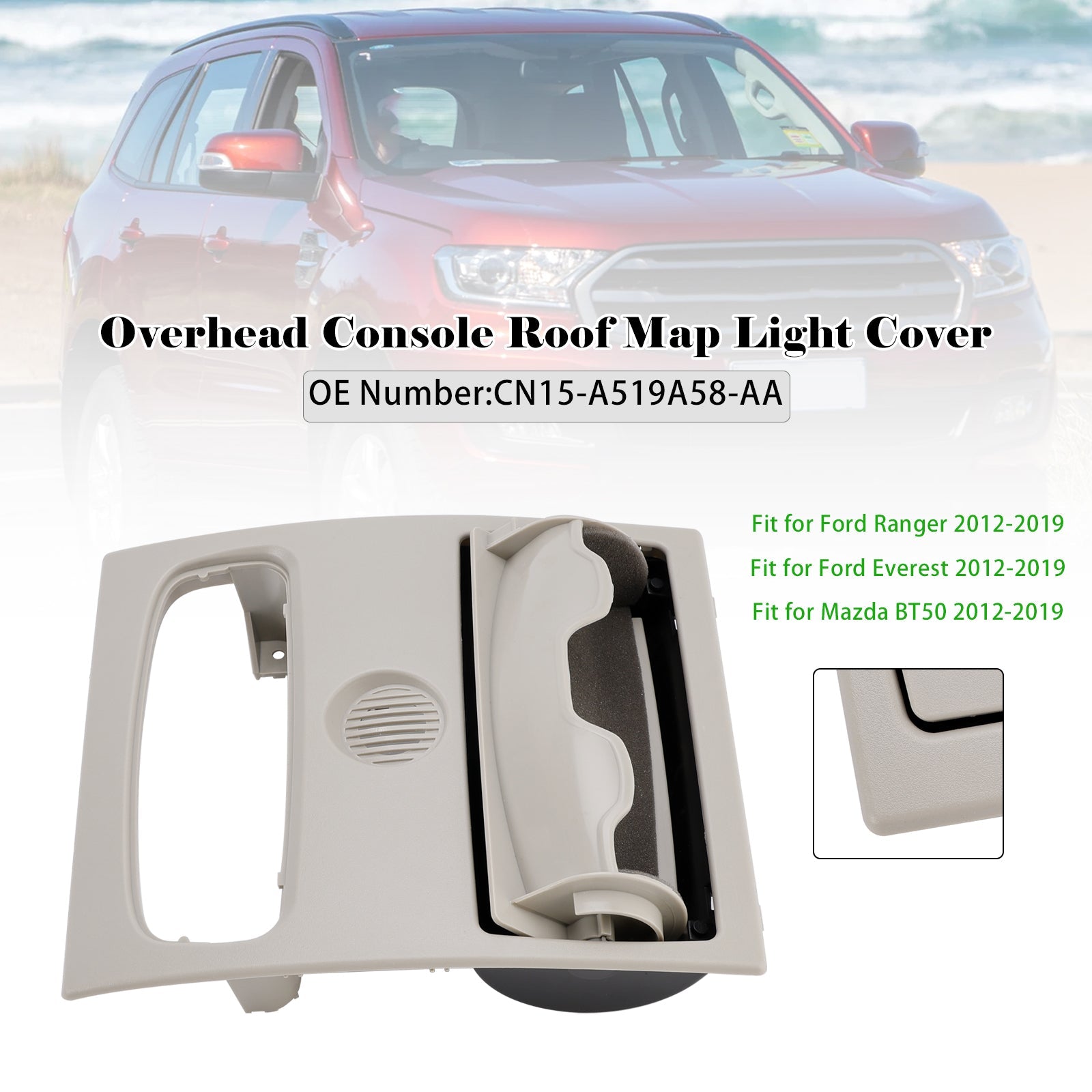 2012-2018 Mazda BT-50 / Ford Ranger / Everest Overhead Console Roof Map Light Cover