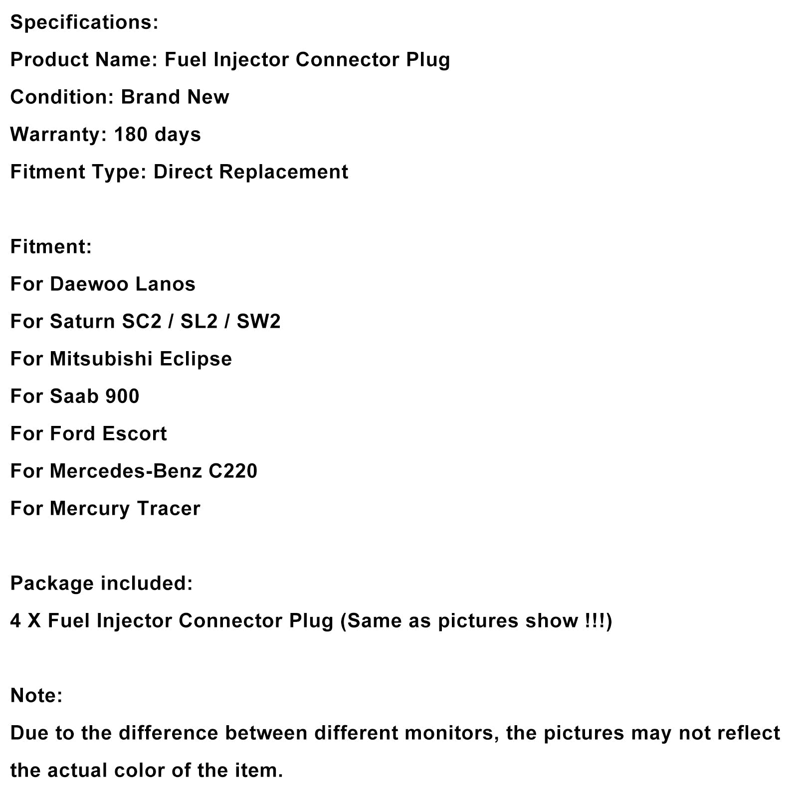 4-EV1 Fuel Injector Connector Plug Clip Pigtail Quick Disconnect Fit Daewoo