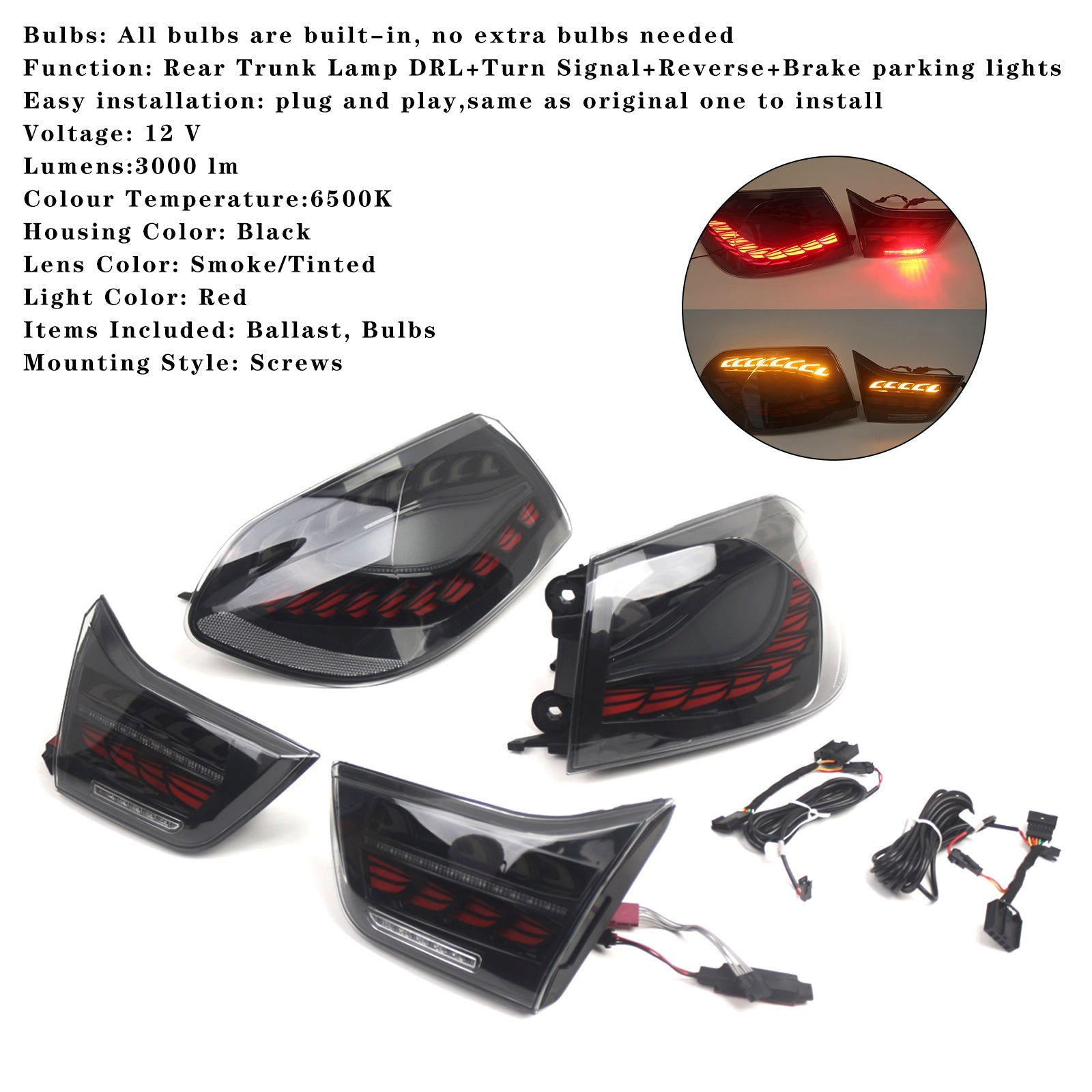 L&R Smoked LED Tail Lights Rear Lamp Assembly For BMW 4 M4 GTS F32 F33 F82