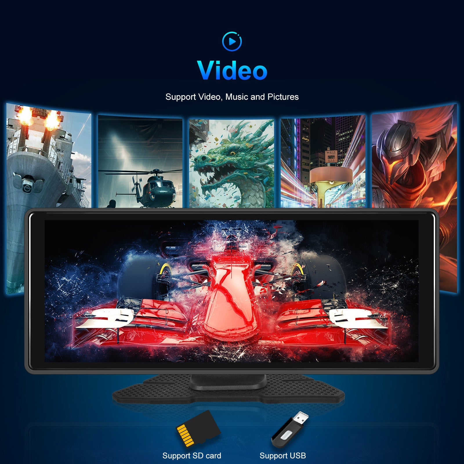 10.26"Bluetooth Car Navigation Carplay HD Large Touch Screen Recorder AHD Camera