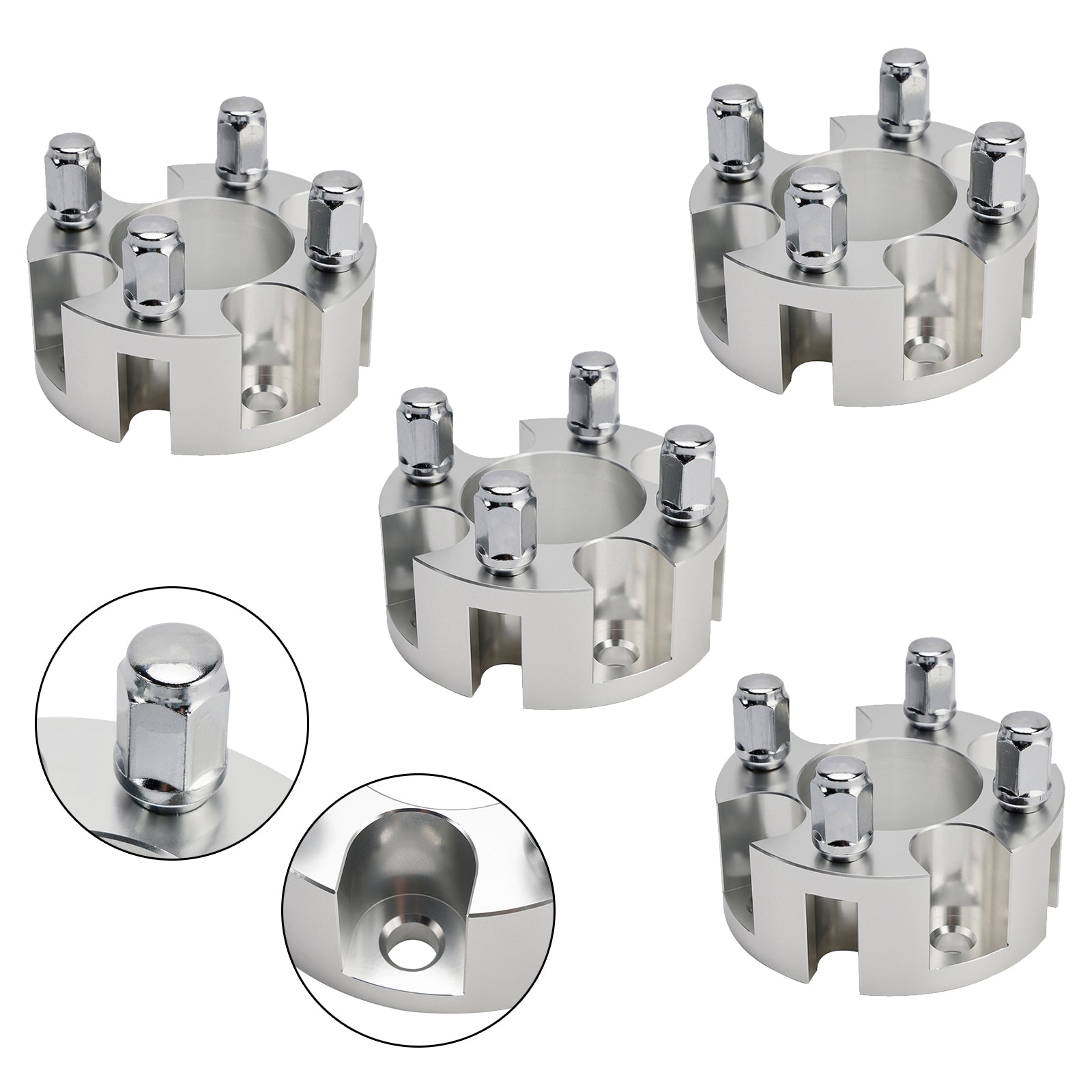 Yamaha Club Car Ezgo 2" Wheel Spacers Kit Cable Golf Carts Lug Nuts Silver