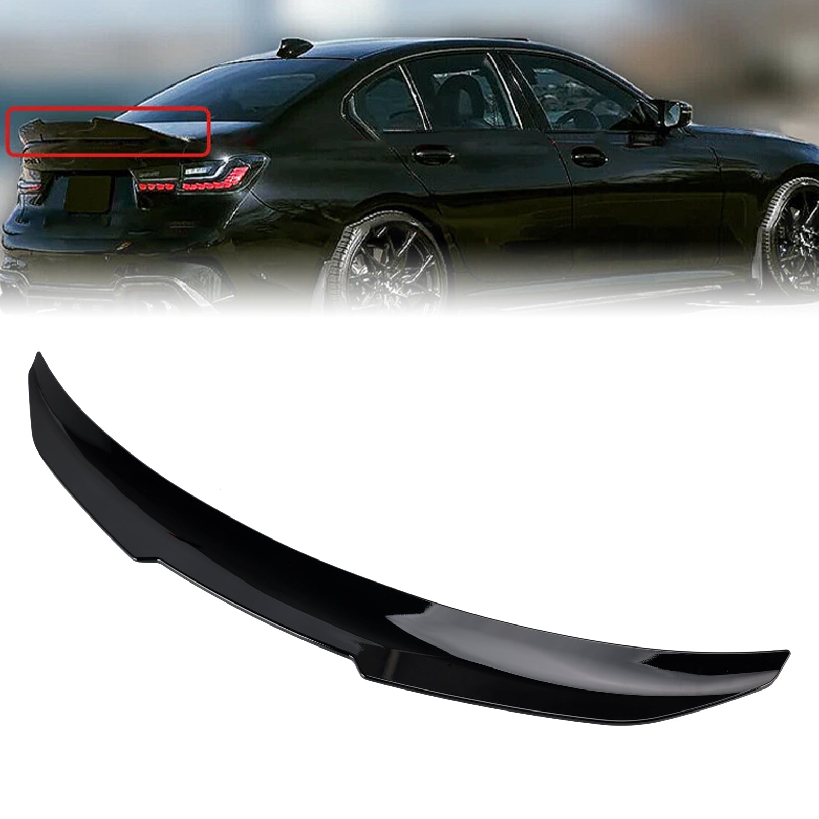 Gloss Black Rear Boot Spoiler For BMW 3 Series G20 G80 19-25 PSM Style