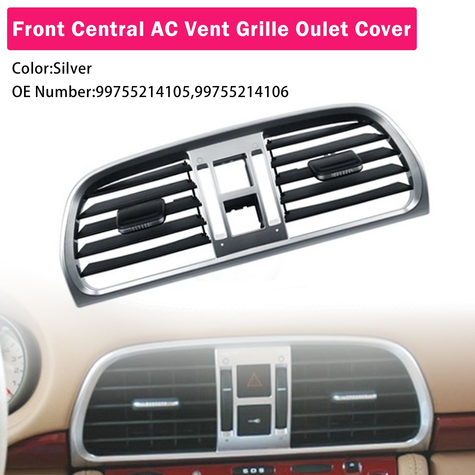 2004-2012 Porsche GT2 GT3 997 Central AC Vent Cover Silver :99755214105 99755214106