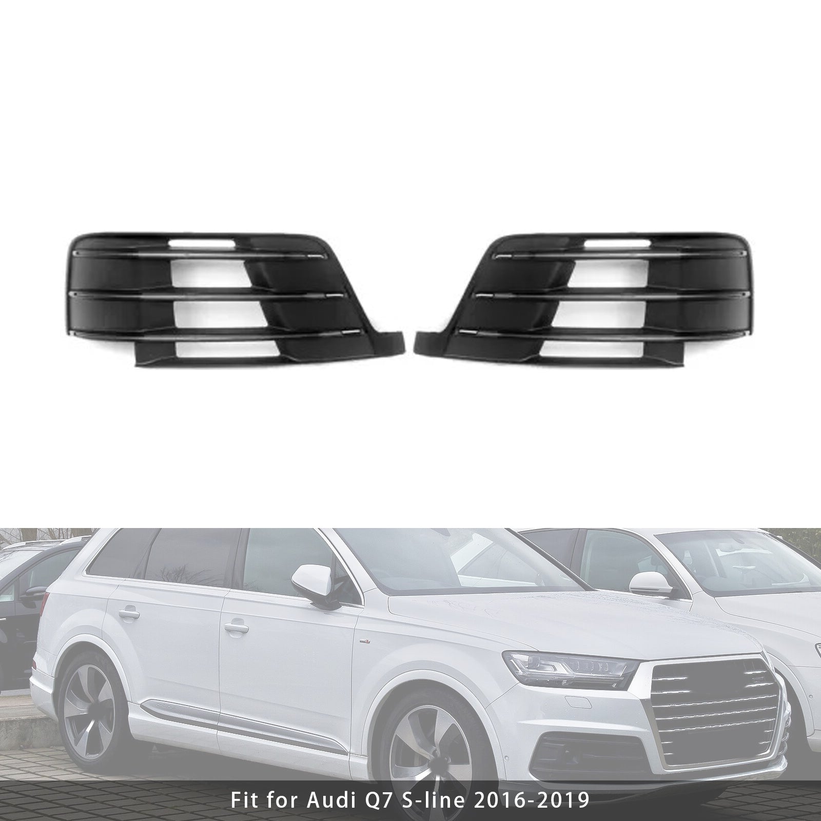 2016-2019 Audi Q7 S-Line 2X Original Car Front Bumper Fog Light Grilles 4M0807681D 4M0807682D