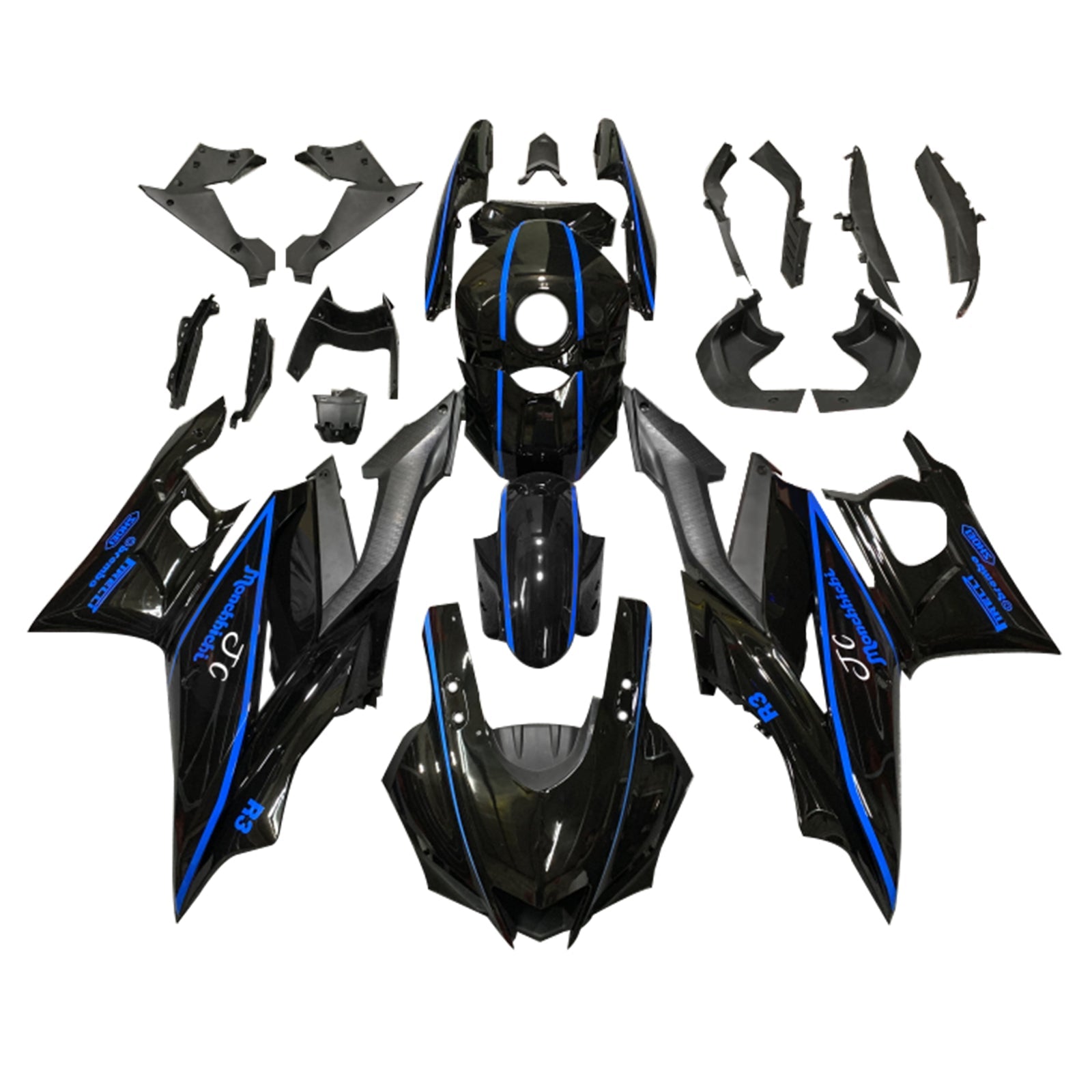 Amotopart Yamaha YZF-R3 R25 2022-2024 페어링 키트 차체 플라스틱 복근