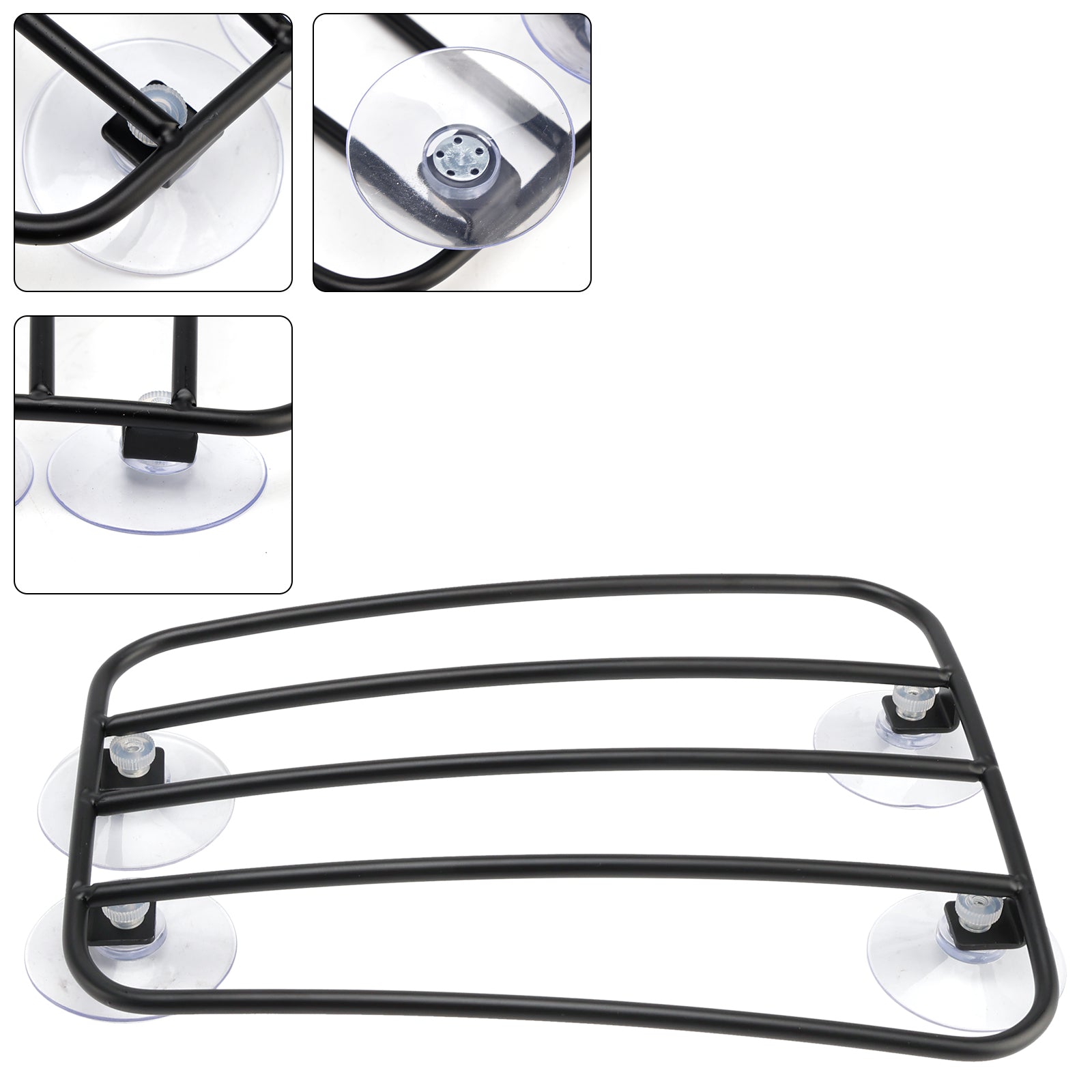 Classic Style Motorcycle Black Universal Parcel Tank Rack Carrier w/Suction Cups