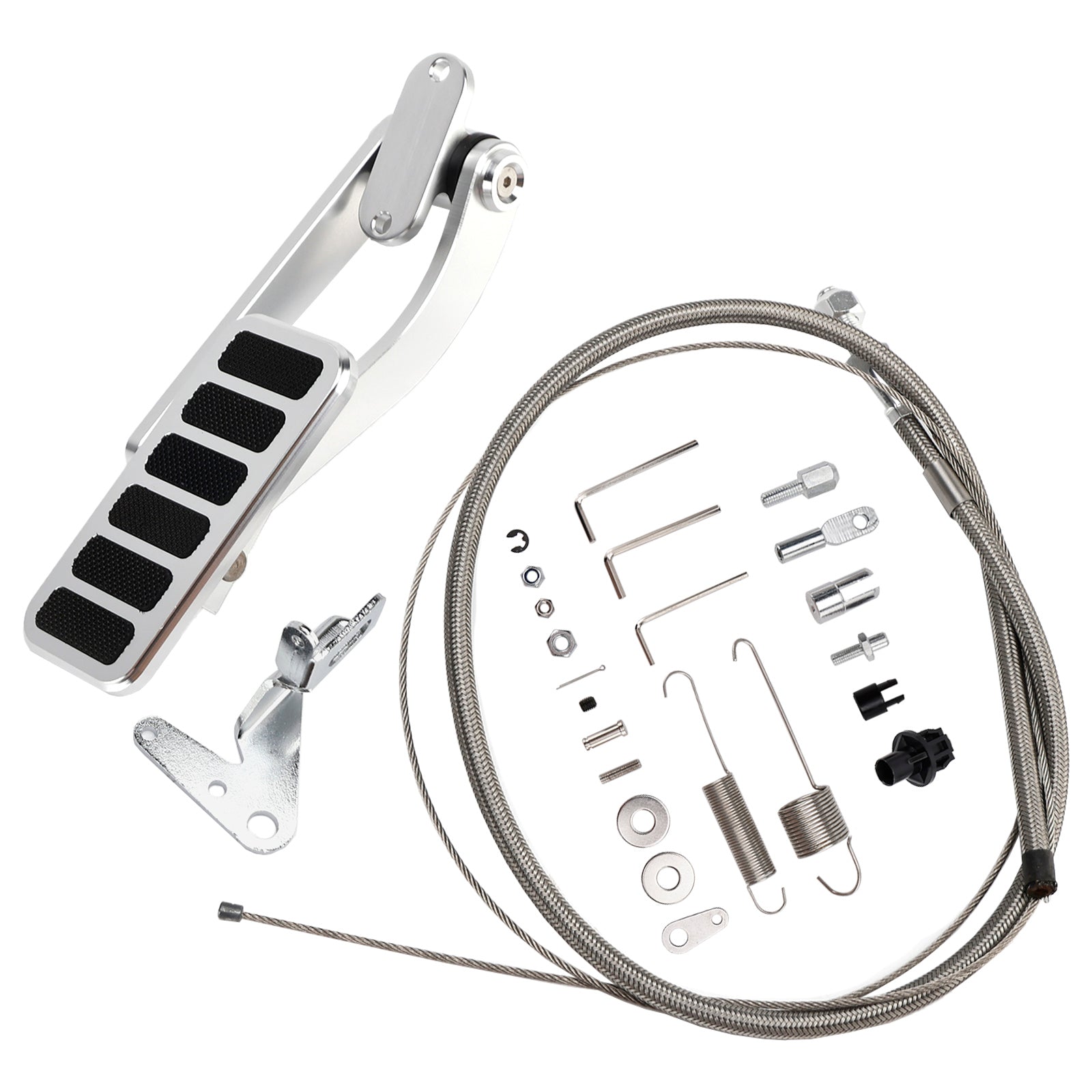Universal Street Hot Rod Aluminum Gas Pedal 24" SS Throttle Cable & Spring Set